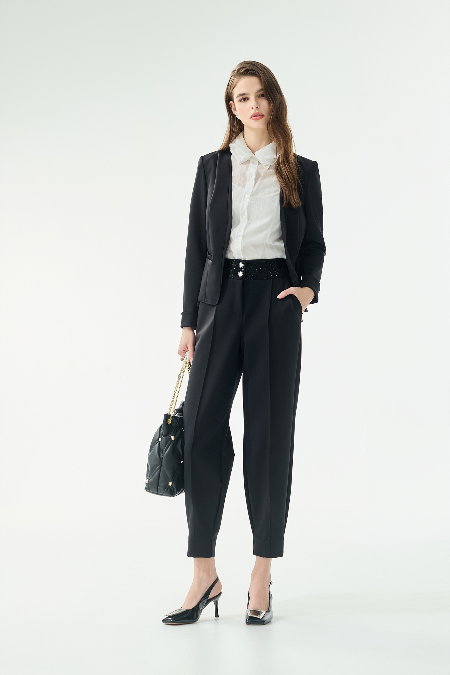 Organza Linning V-neck BlazerOrganza Linning V-neck Blazer,Jackets,Outerwear,Season (SS) Look,Black outerwear