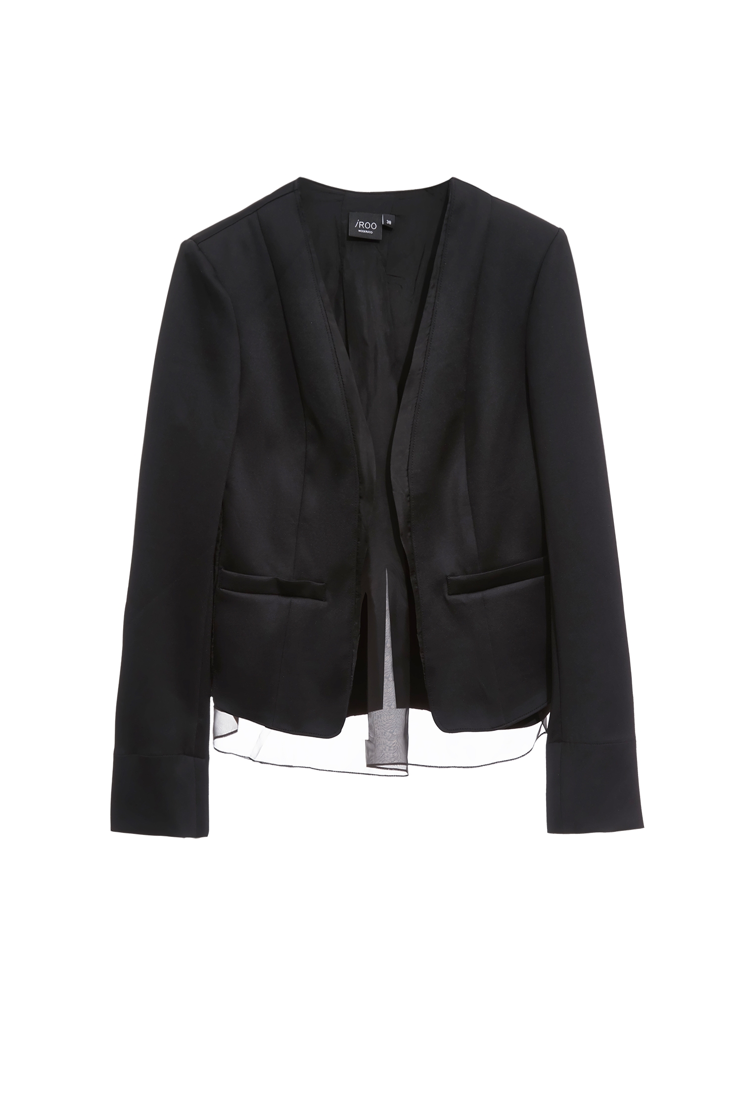 Organza Linning V-neck BlazerOrganza Linning V-neck Blazer,Jackets,Outerwear,Season (SS) Look,Black outerwear