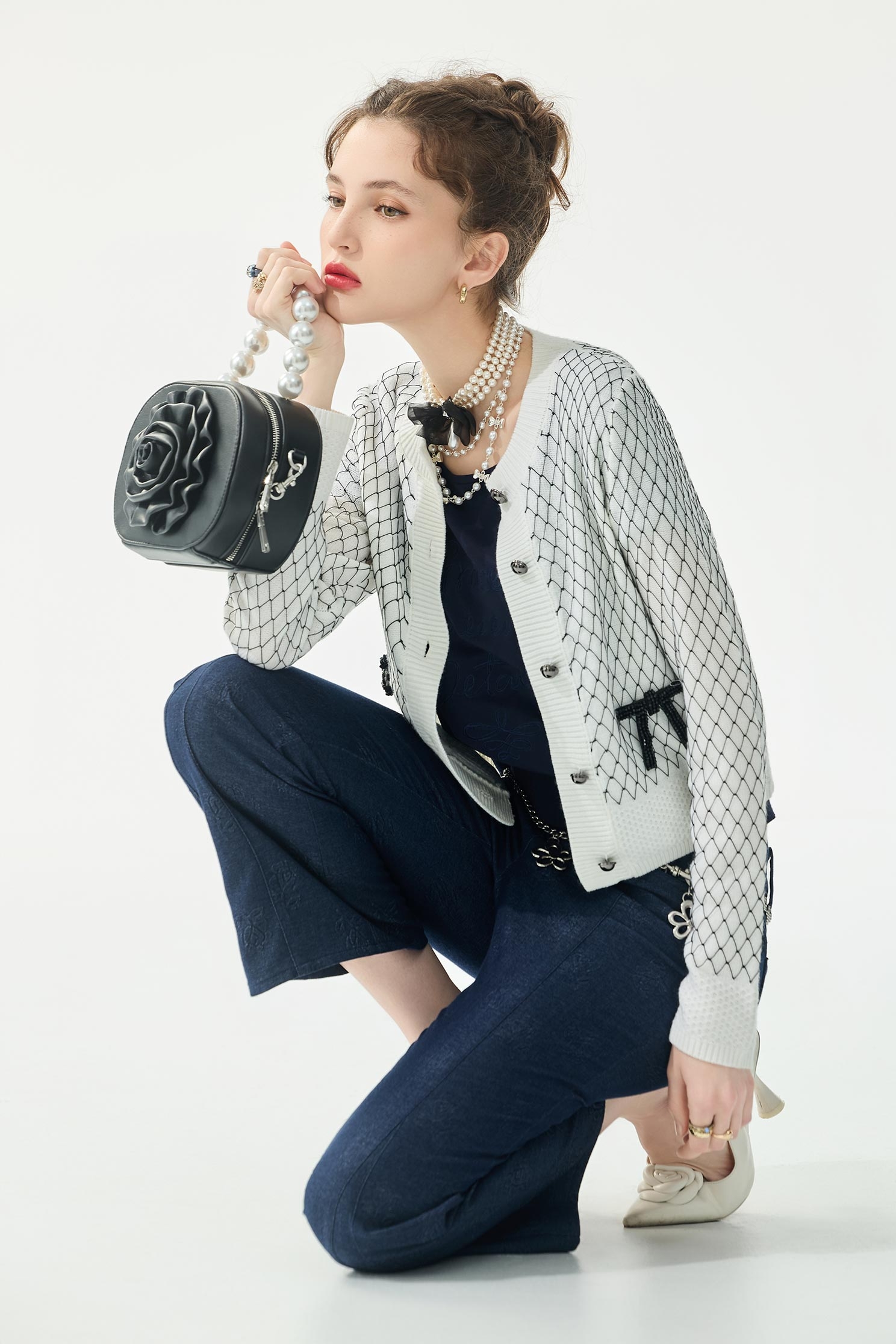 Hand Crochet Diamond Patern Knit CardiganHand Crochet Diamond Patern Knit Cardigan,Jackets,Outerwear,Season (SS) Look,Plaid,bows,Knitted,Knitted coats