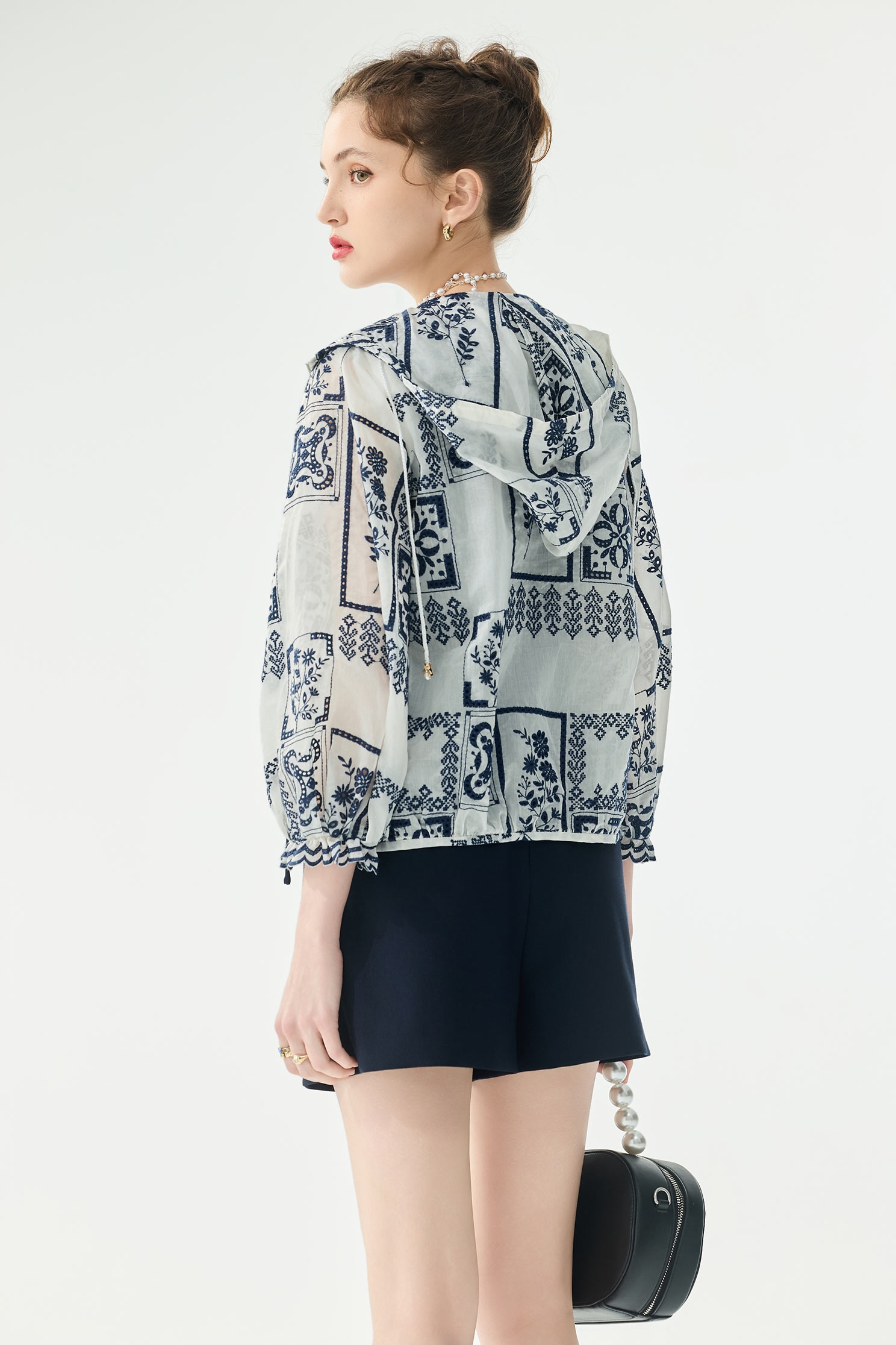 Floral Motif Embroidery Hoodie JacketFloral Motif Embroidery Hoodie Jacket,Jackets,Outerwear,Season (SS) Look,Embroidered