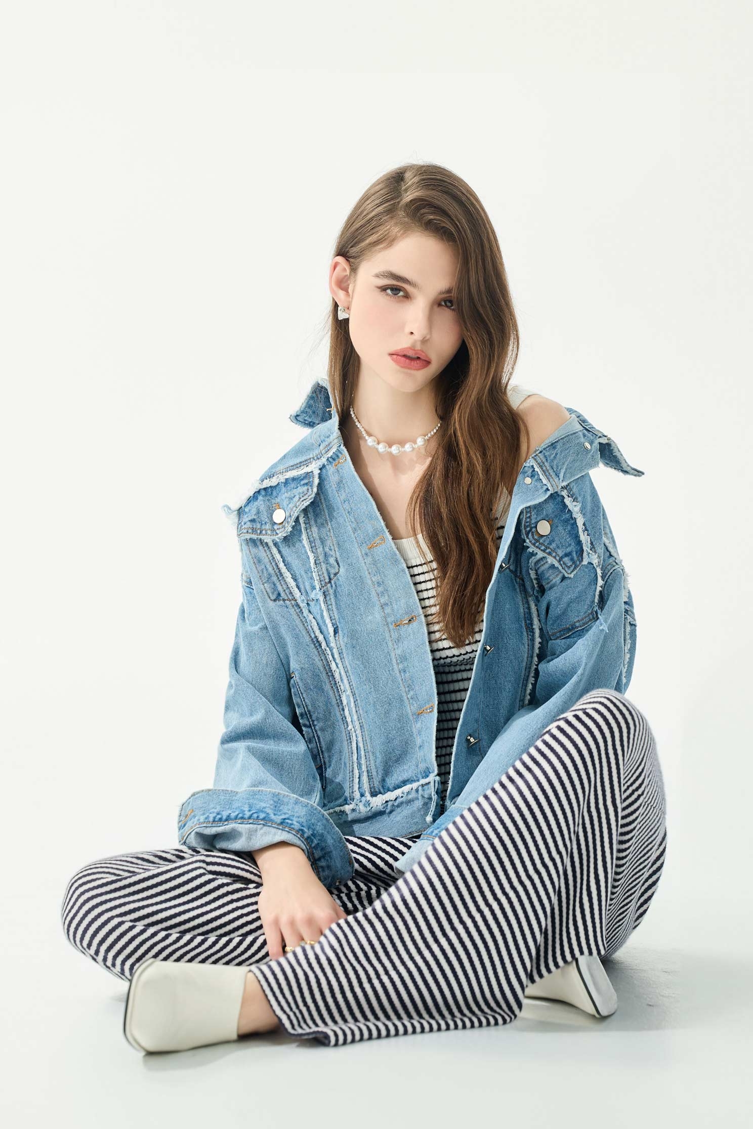 Floral Motif Denim JacketFloral Motif Denim Jacket,Jackets,Embroidered,Outerwear,Season (SS) Look,Denim,Denim Jackets