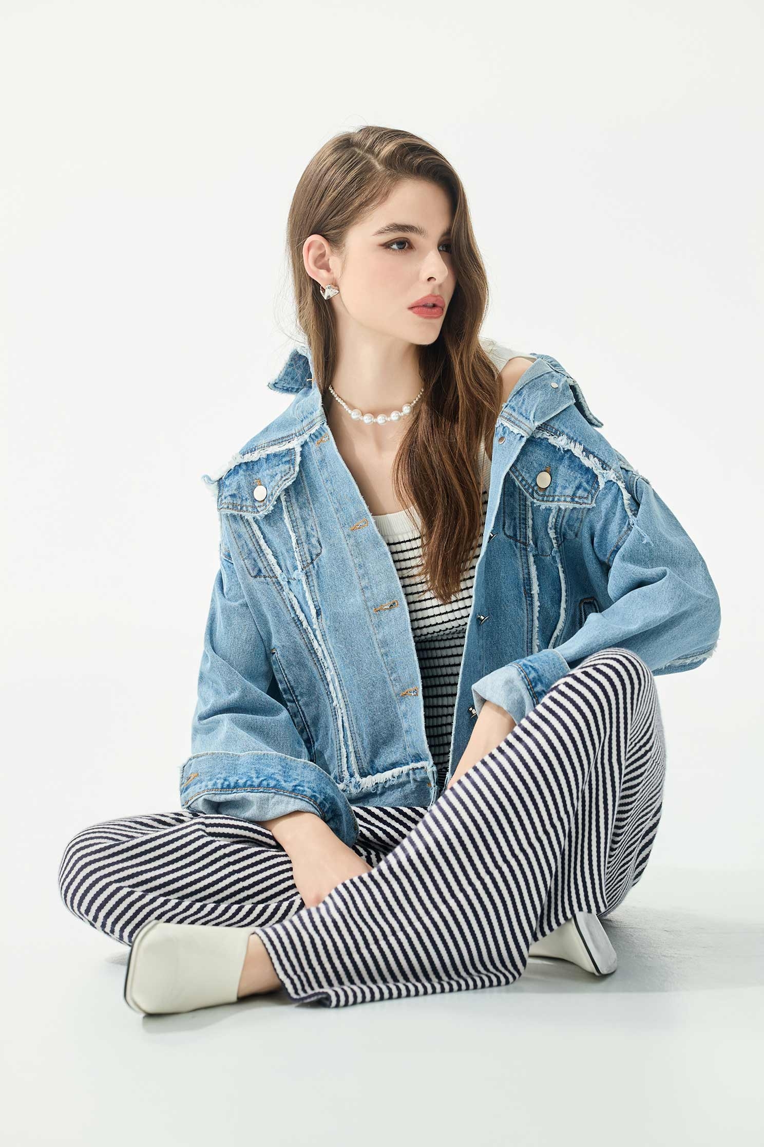 Floral Motif Denim JacketFloral Motif Denim Jacket,Jackets,Embroidered,Outerwear,Season (SS) Look,Denim,Denim Jackets