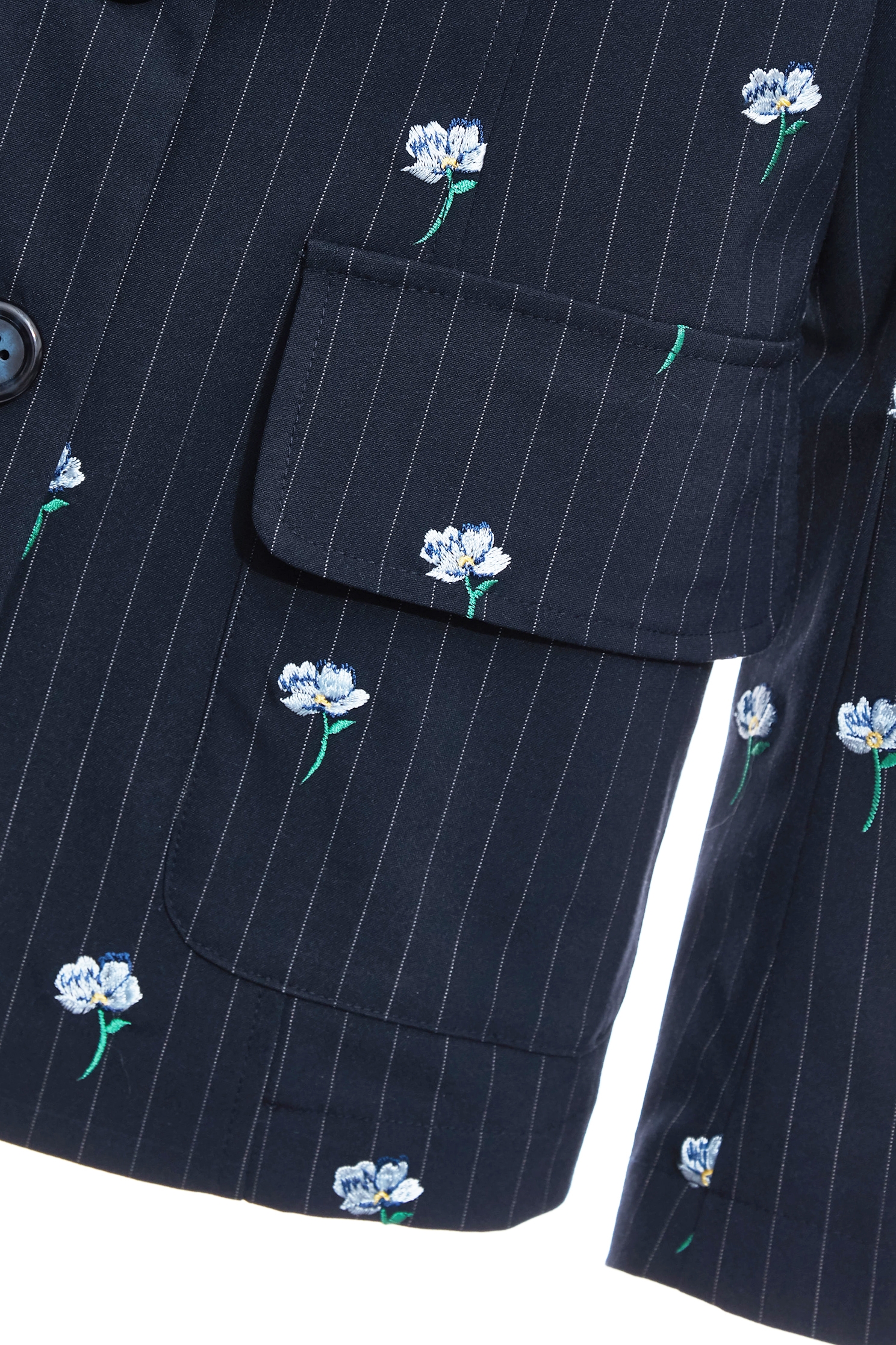 Floral Embroidery Pinstripe BlazerFloral Embroidery Pinstripe Blazer,Jackets,Embroidered,Outerwear,Season (SS) Look,Stripe,pants,Blazers