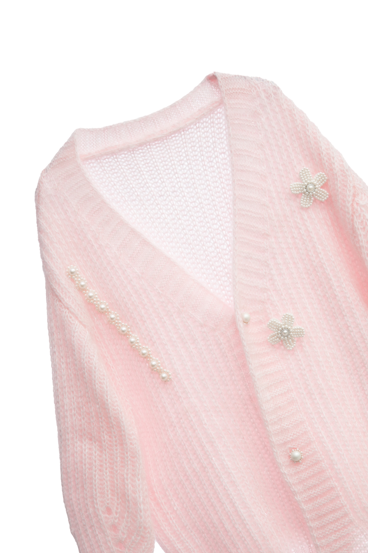 Oversize Pink Knit Cardigan With Floral Brooch AccessoryOversize Pink Knit Cardigan With Floral Brooch Accessory,pearl,Season (AW) Look,Cardigans,Knitted,Knitted coats