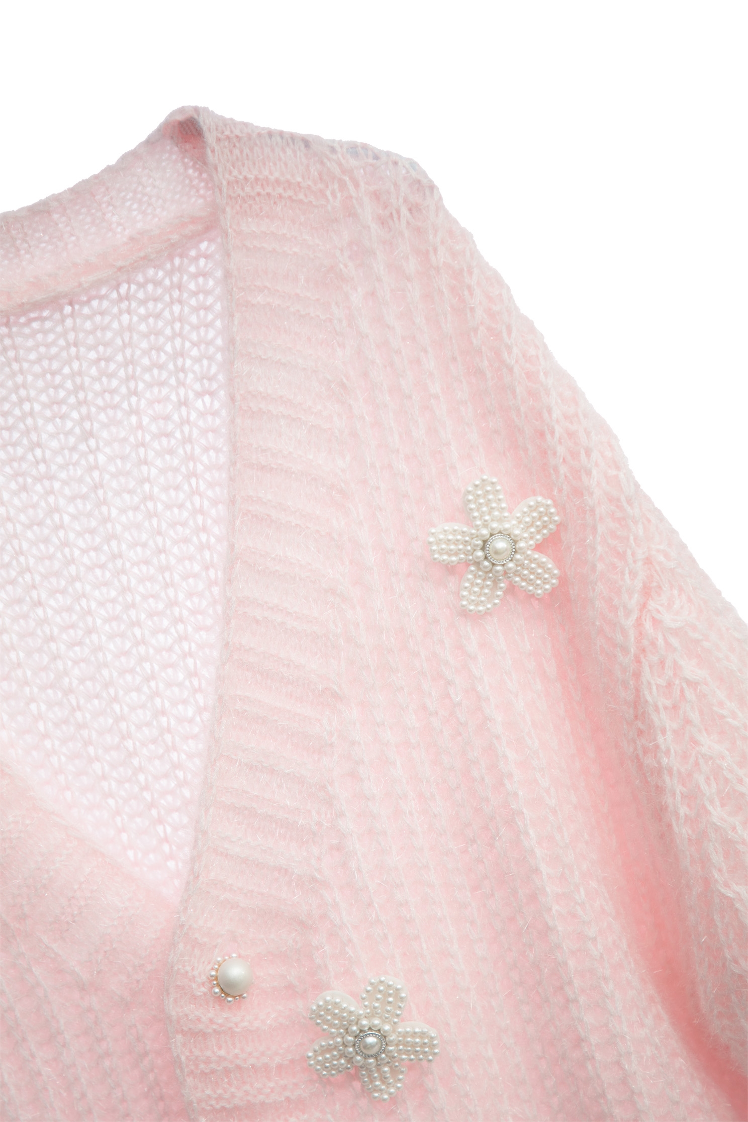Oversize Pink Knit Cardigan With Floral Brooch AccessoryOversize Pink Knit Cardigan With Floral Brooch Accessory,pearl,Season (AW) Look,Cardigans,Knitted,Knitted coats