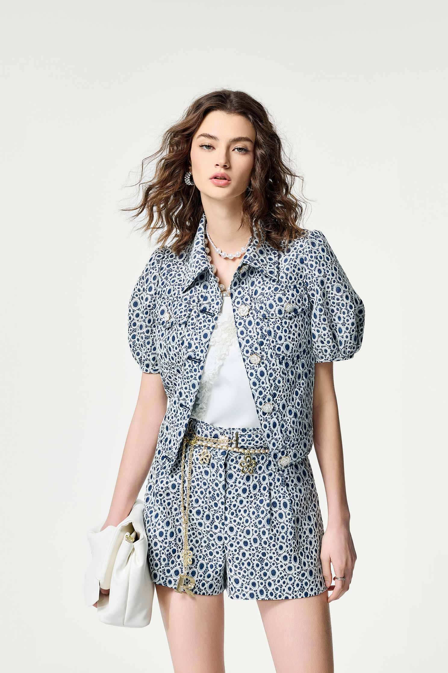 Hollow Out Embroidery Lace Short Sleeve JacketHollow Out Embroidery Lace Short Sleeve Jacket,Jackets,Office Looks,Outerwear,Season (SS) Look,co-ord sets,Denim,pearl,Lace