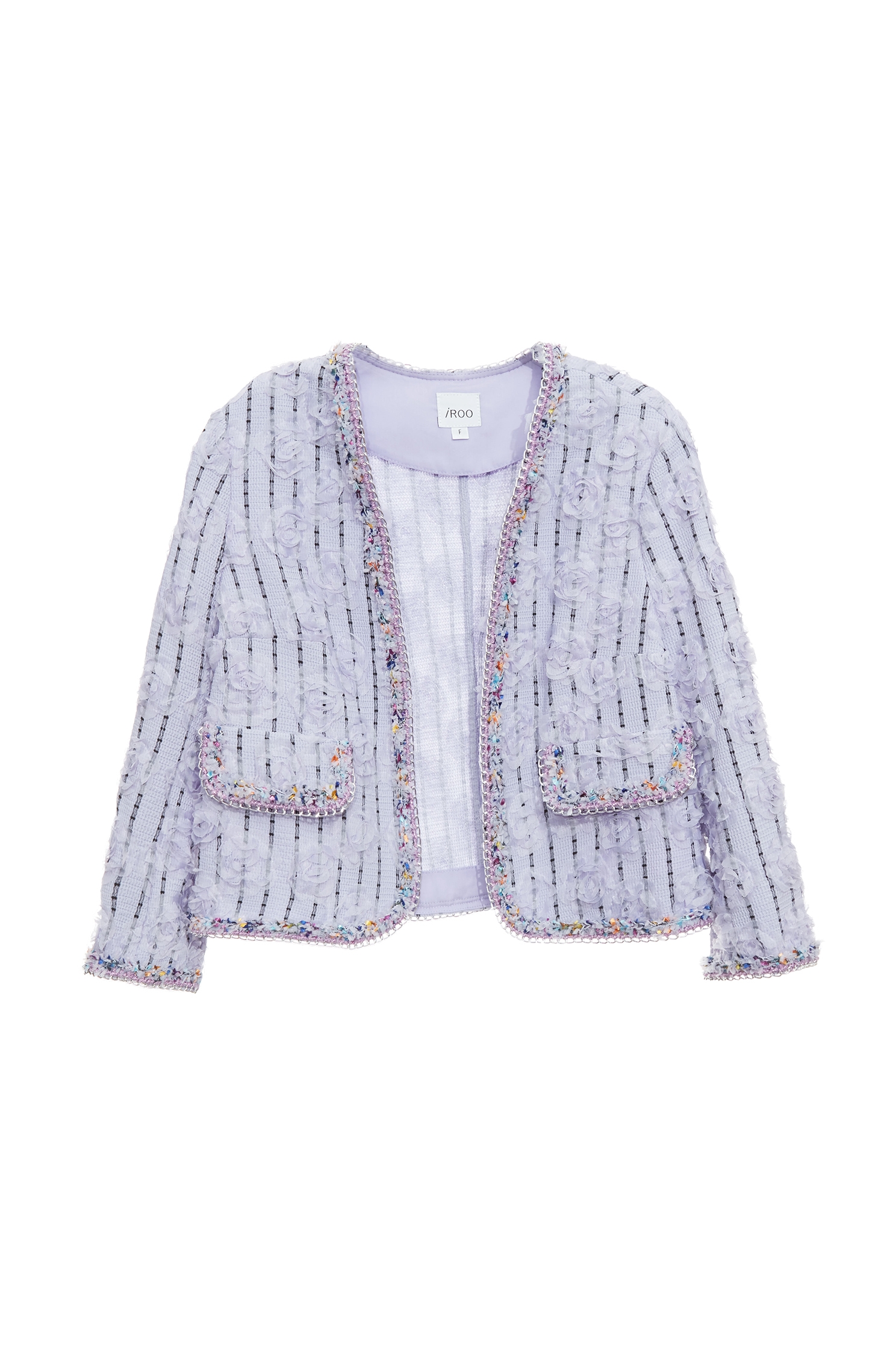 3-D Mesh Floral Purple Jacket3-D Mesh Floral Purple Jacket,Jackets,Office Looks,Outerwear,Season (SS) Look,co-ord sets,Stripe,blossoms