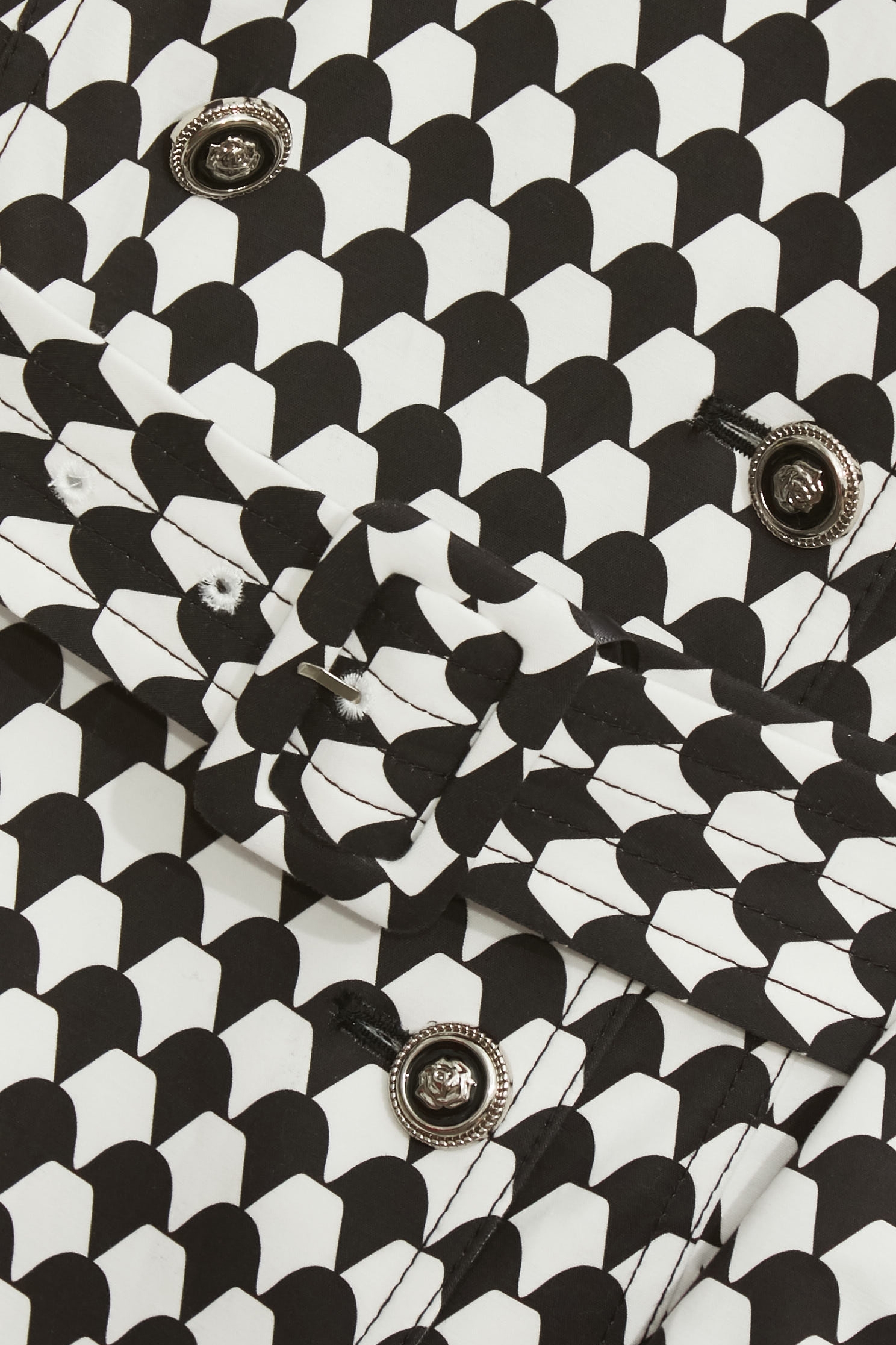 Black Geomatric Print Trench CoatBlack Geomatric Print Trench Coat,Jackets,Season (SS) Look,Trench coats