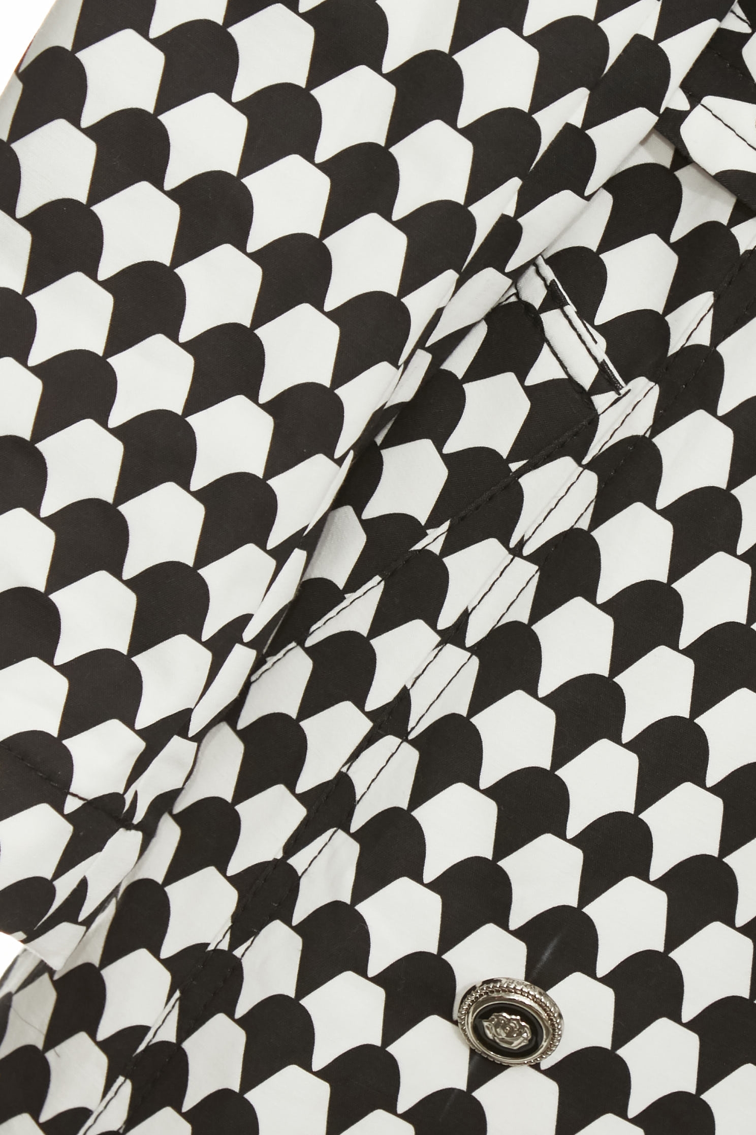 Black Geomatric Print Trench CoatBlack Geomatric Print Trench Coat,Jackets,Season (SS) Look,Trench coats