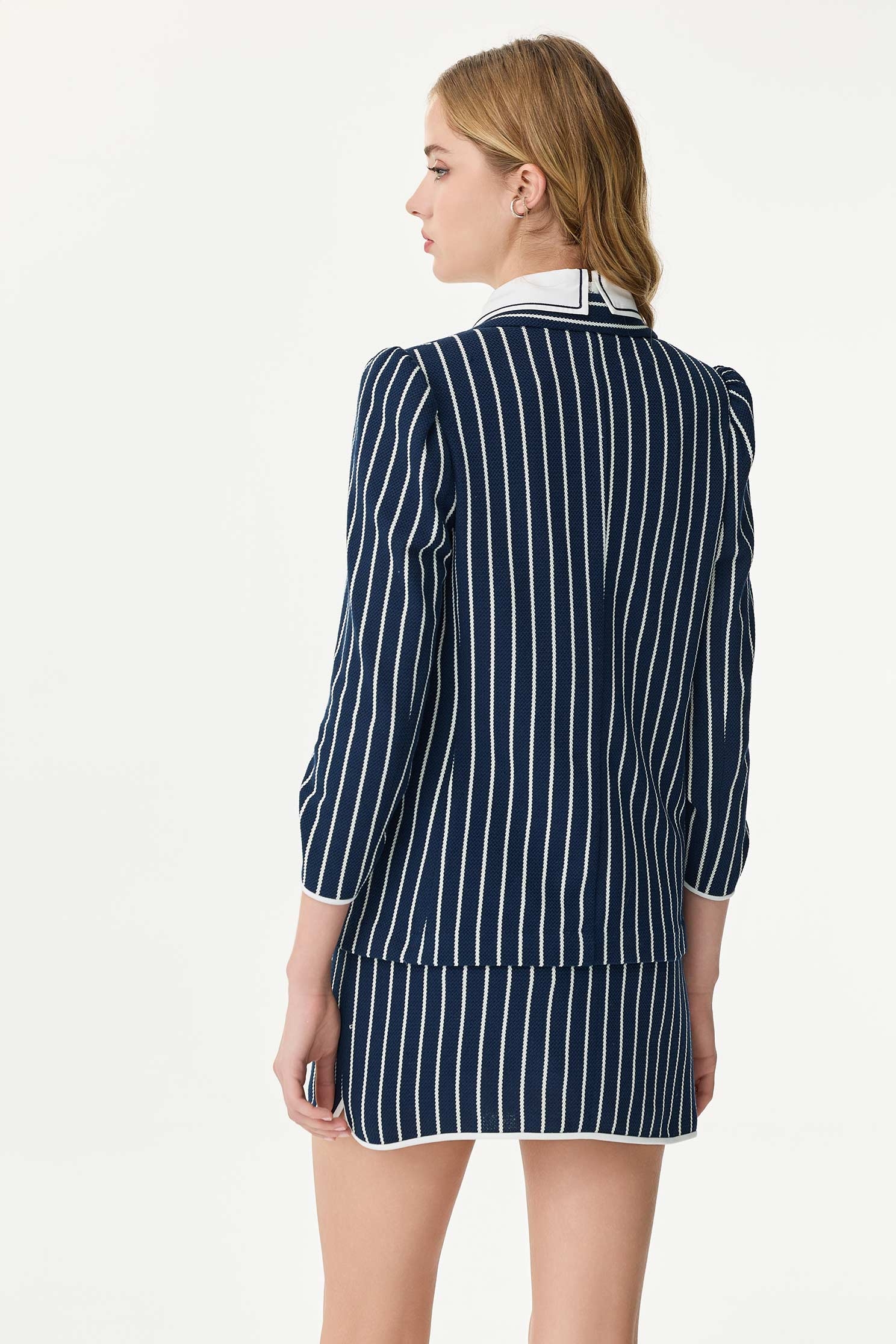 Pinstripe Navy BlazerPinstripe Navy Blazer,Office Looks,Outerwear,Season (SS) Look,co-ord sets,Stripe,Blazers