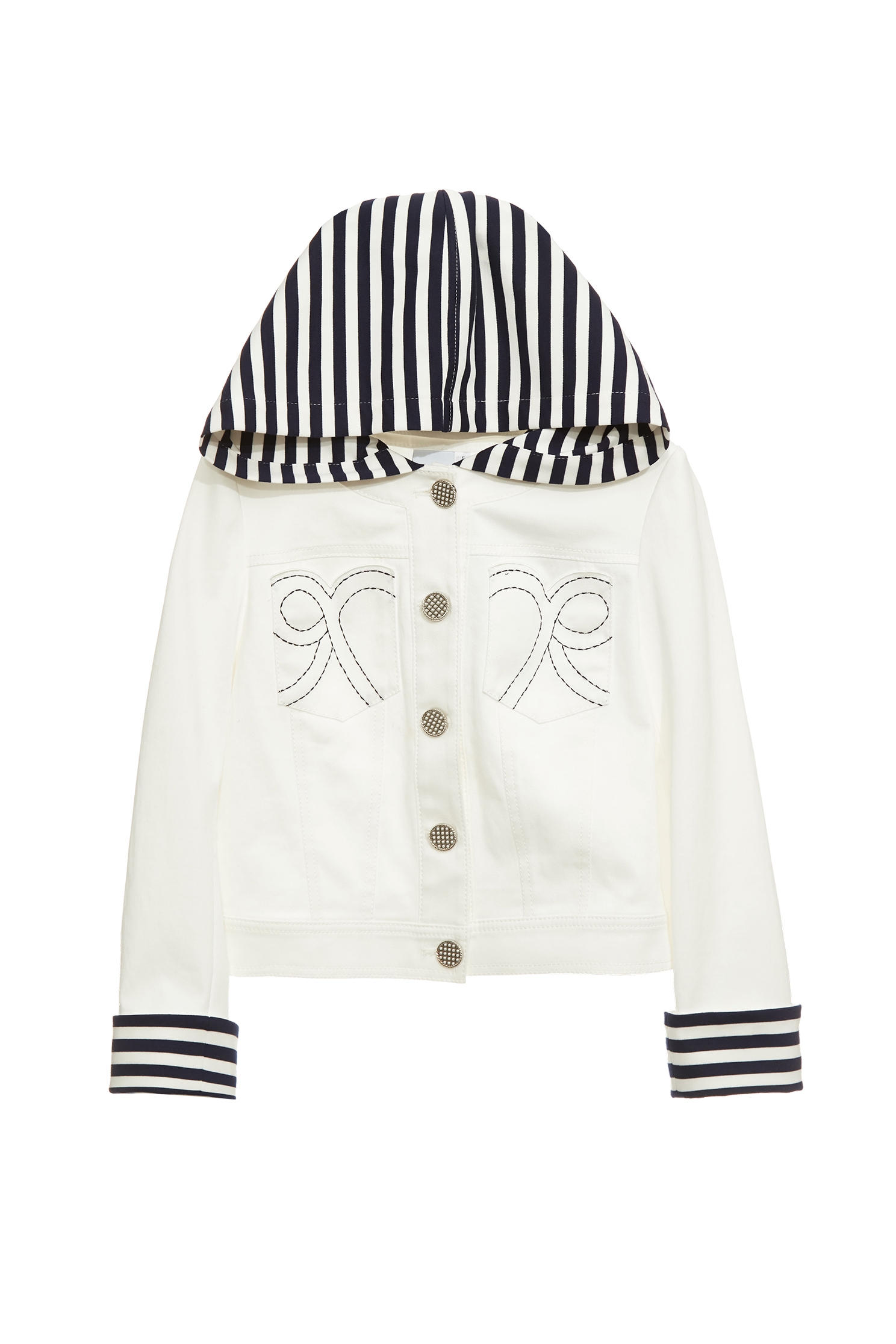 Contrast Hoodie Denim JacketContrast Hoodie Denim Jacket,Office Looks,Embroidered,Outerwear,Season (SS) Look,co-ord sets,Stripe,pearl,Hoodie jackets