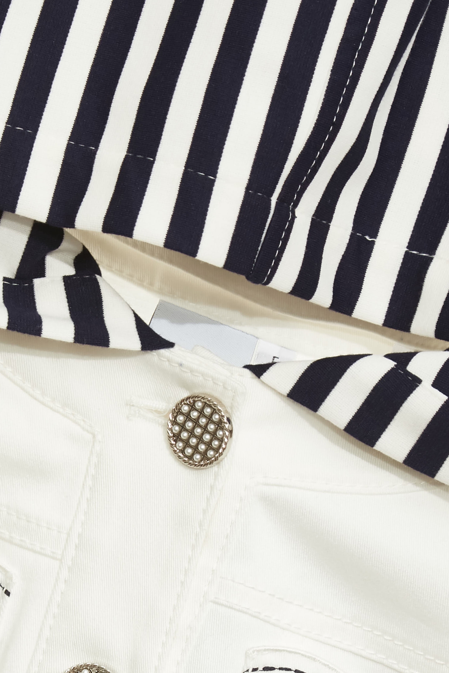 Contrast Hoodie Denim JacketContrast Hoodie Denim Jacket,Office Looks,Embroidered,Outerwear,Season (SS) Look,co-ord sets,Stripe,pearl,Hoodie jackets