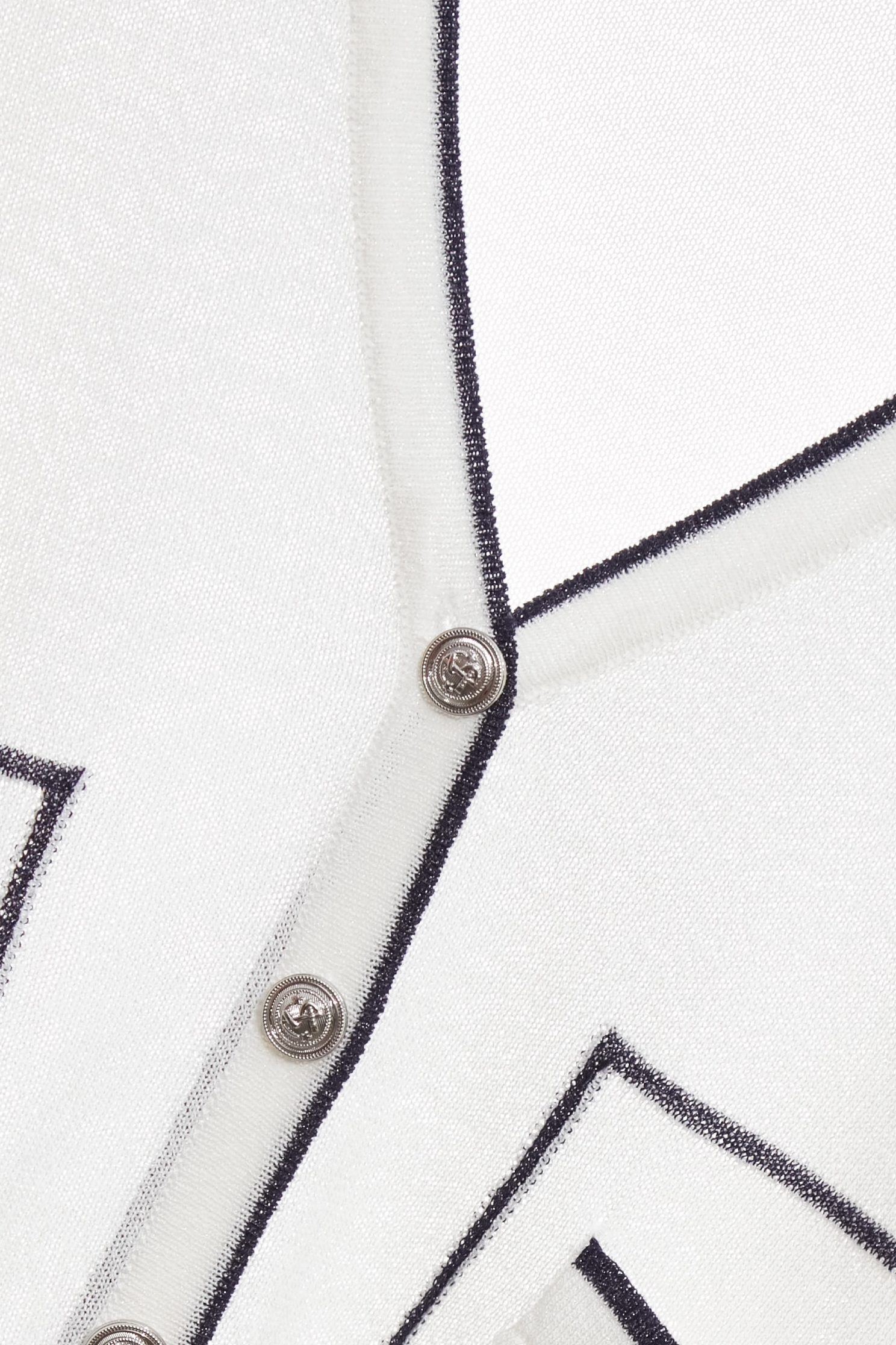 Contrast Navy Trim Knit CardiganContrast Navy Trim Knit Cardigan,Office Looks,Outerwear,Season (SS) Look,White outerwear,Valentine,Knitted,Knitted coats