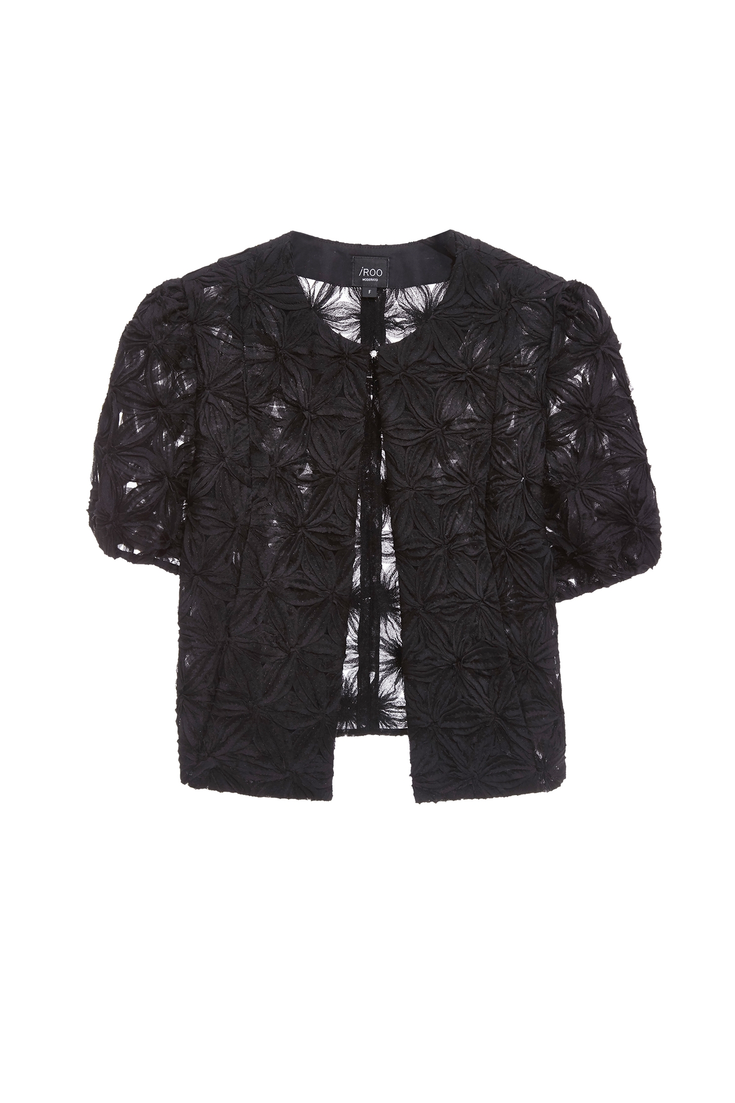 Short Sleeve 3-D Floral Detail OuterwearShort Sleeve 3-D Floral Detail Outerwear,Jackets,Outerwear,Season (SS) Look,Black outerwear