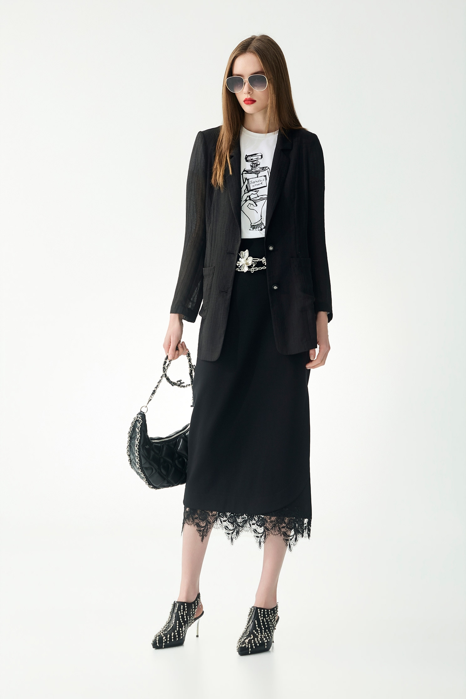 Mid Length Patch Pocket BlazerMid Length Patch Pocket Blazer,Jackets,Outerwear,Season (SS) Look,Chiffon,Black outerwear