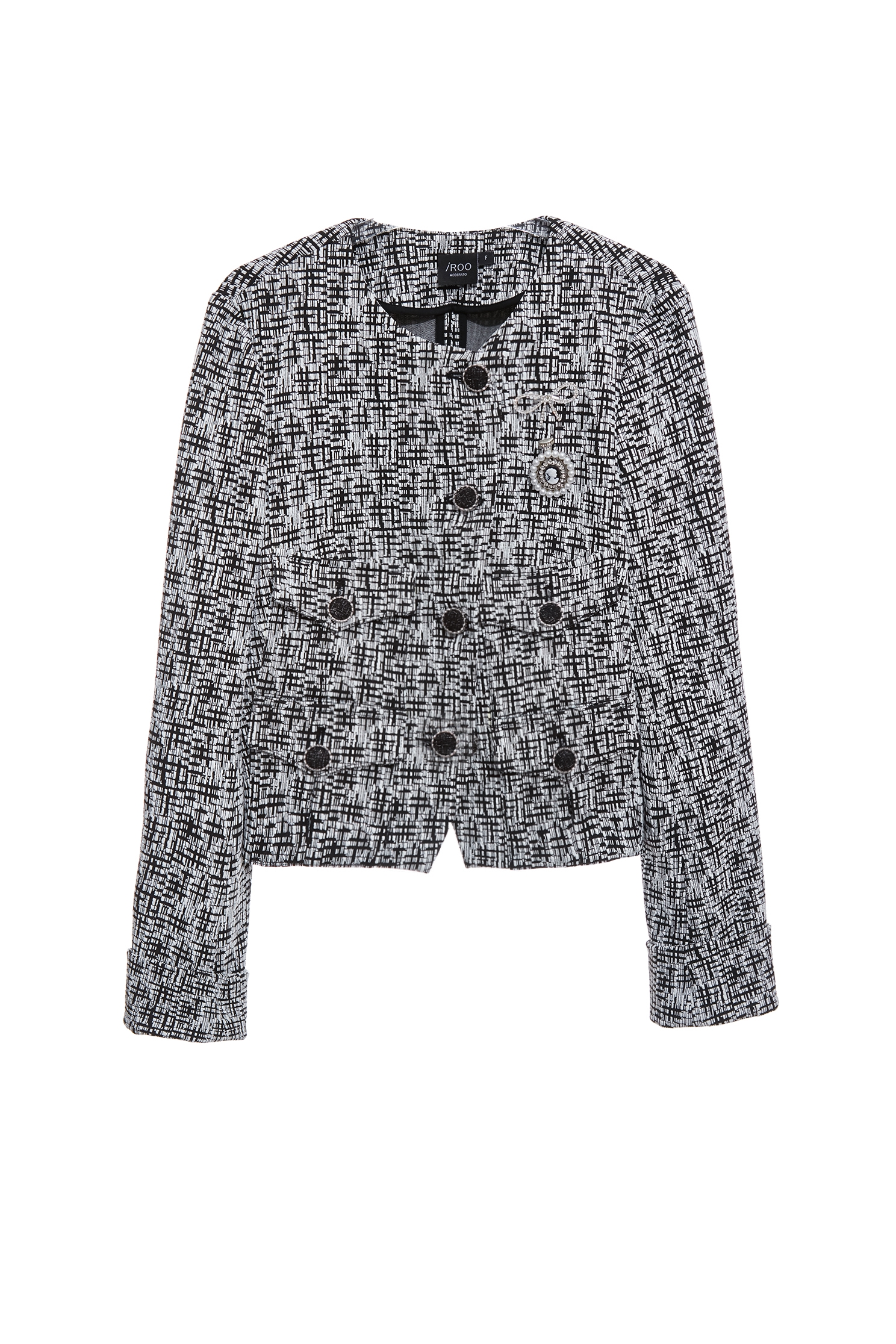 Vintage Brooch Plaid JacketVintage Brooch Plaid Jacket,Jackets,Outerwear,Season (SS) Look,pearl,bows