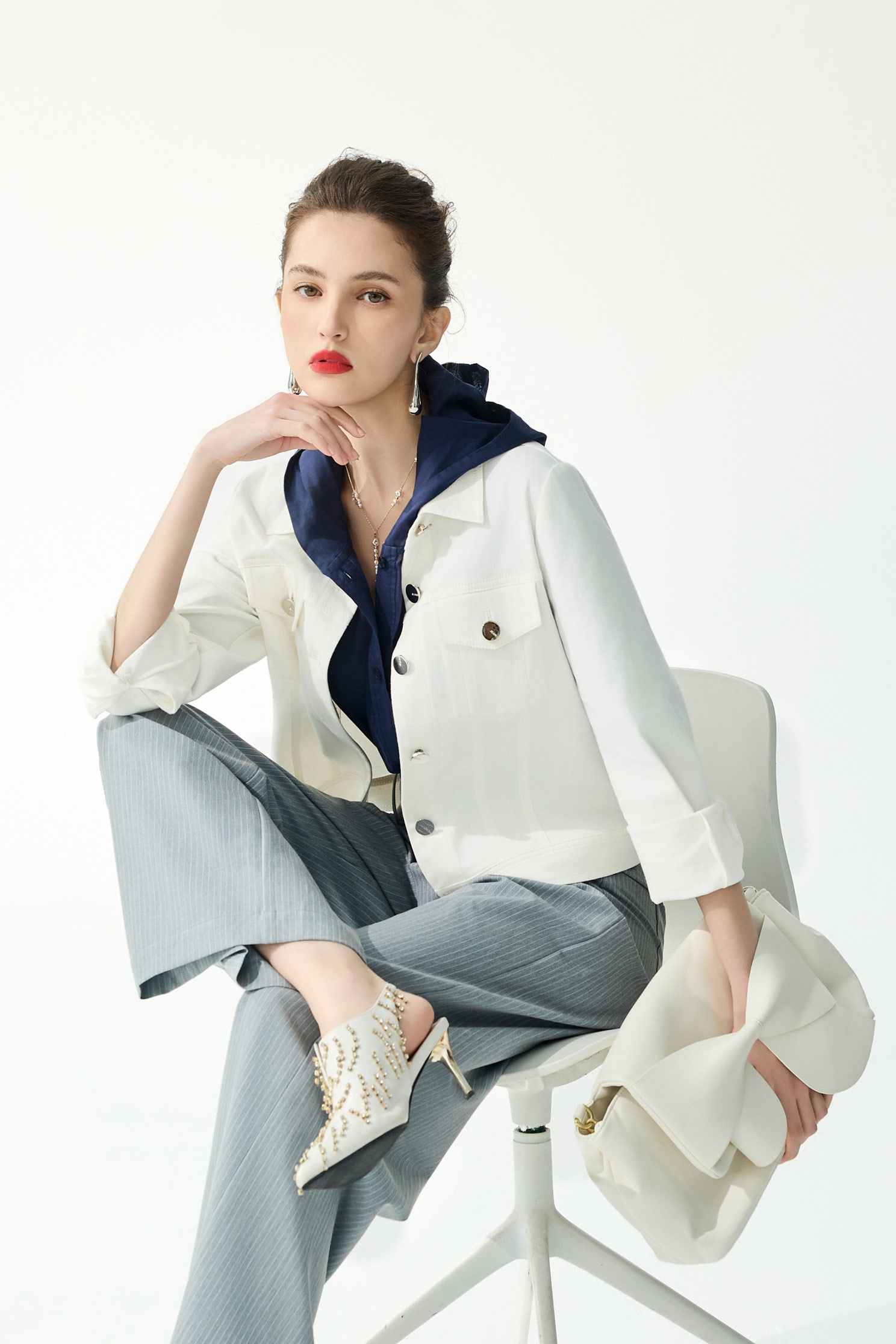 Minimalist Denim JacketMinimalist Denim Jacket,Jackets,Outerwear,Season (SS) Look,Denim,Denim Jackets,White outerwear