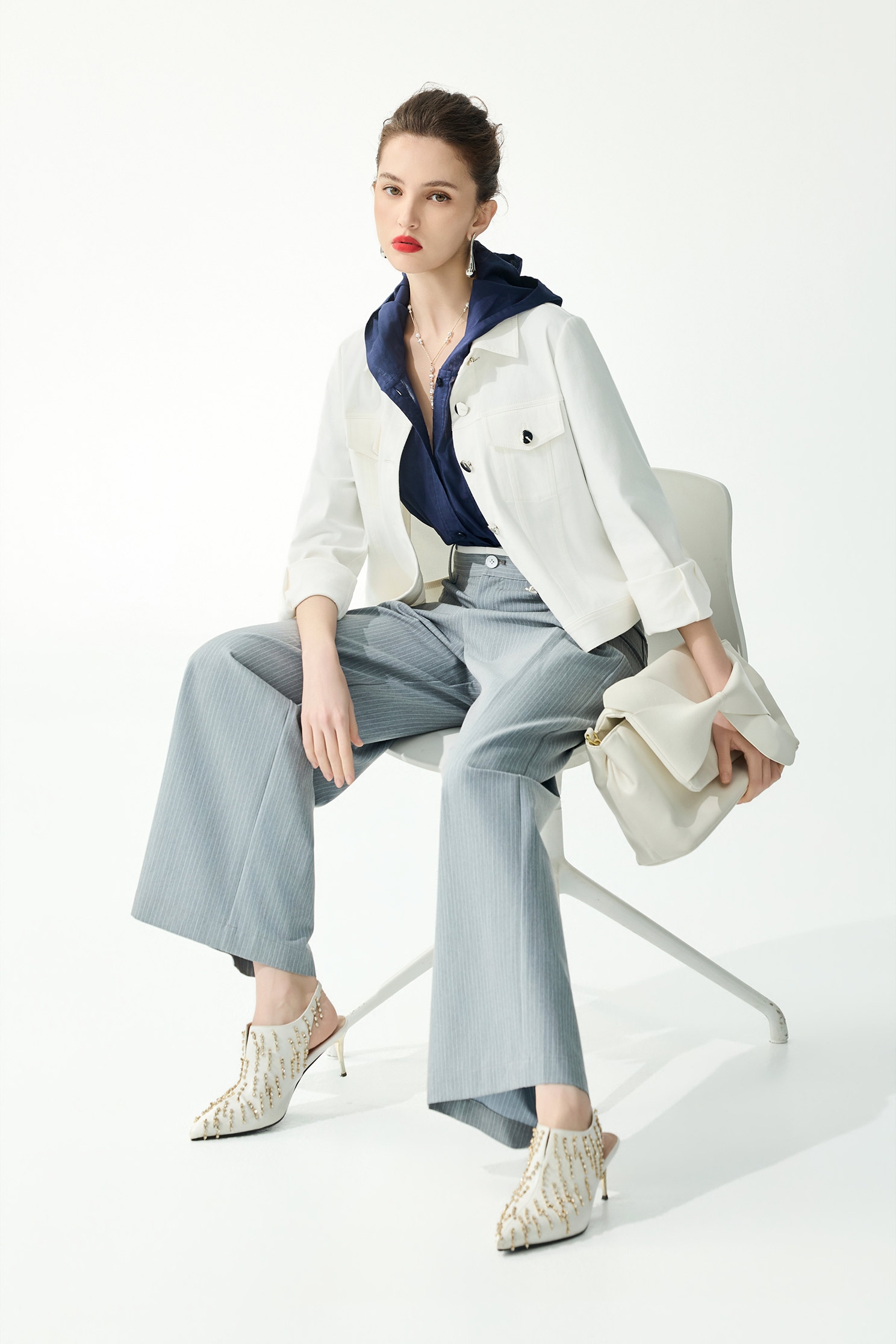 Minimalist Denim JacketMinimalist Denim Jacket,Jackets,Outerwear,Season (SS) Look,Denim,Denim Jackets,White outerwear