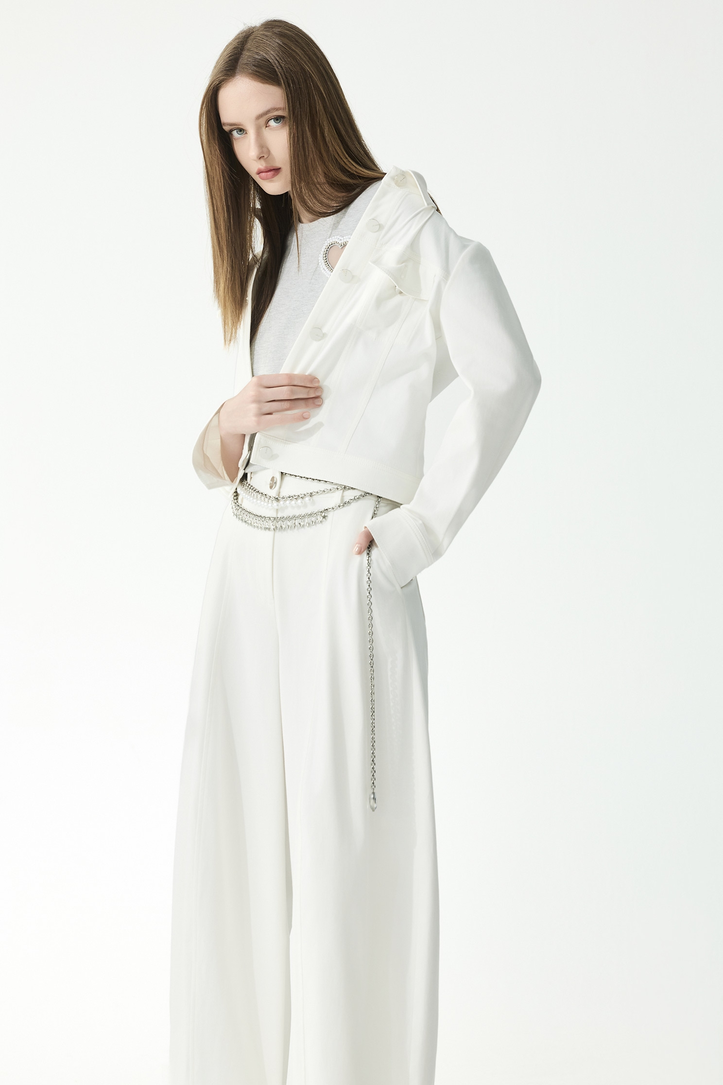 Minimalist Denim JacketMinimalist Denim Jacket,Jackets,Outerwear,Season (SS) Look,Denim,Denim Jackets,White outerwear