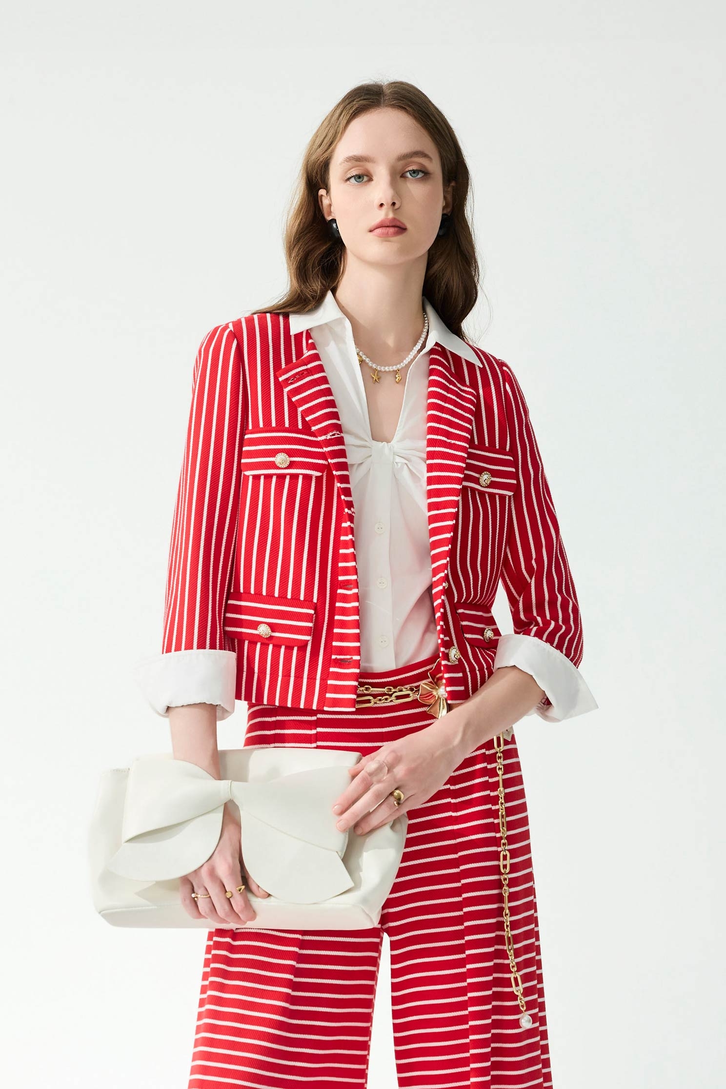 Stripe Print Red JacketStripe Print Red Jacket,Jackets,Outerwear,Season (SS) Look