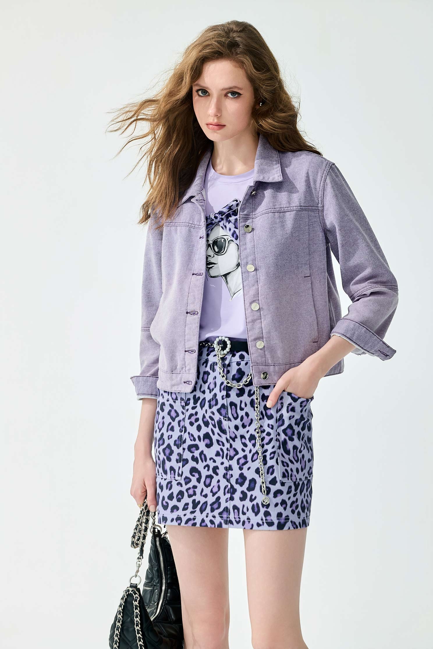 Back Graphic Embroidery Denim Purple JacketBack Graphic Embroidery Denim Purple Jacket,Jackets,Embroidered,Outerwear,Season (SS) Look,Denim,Denim Jackets