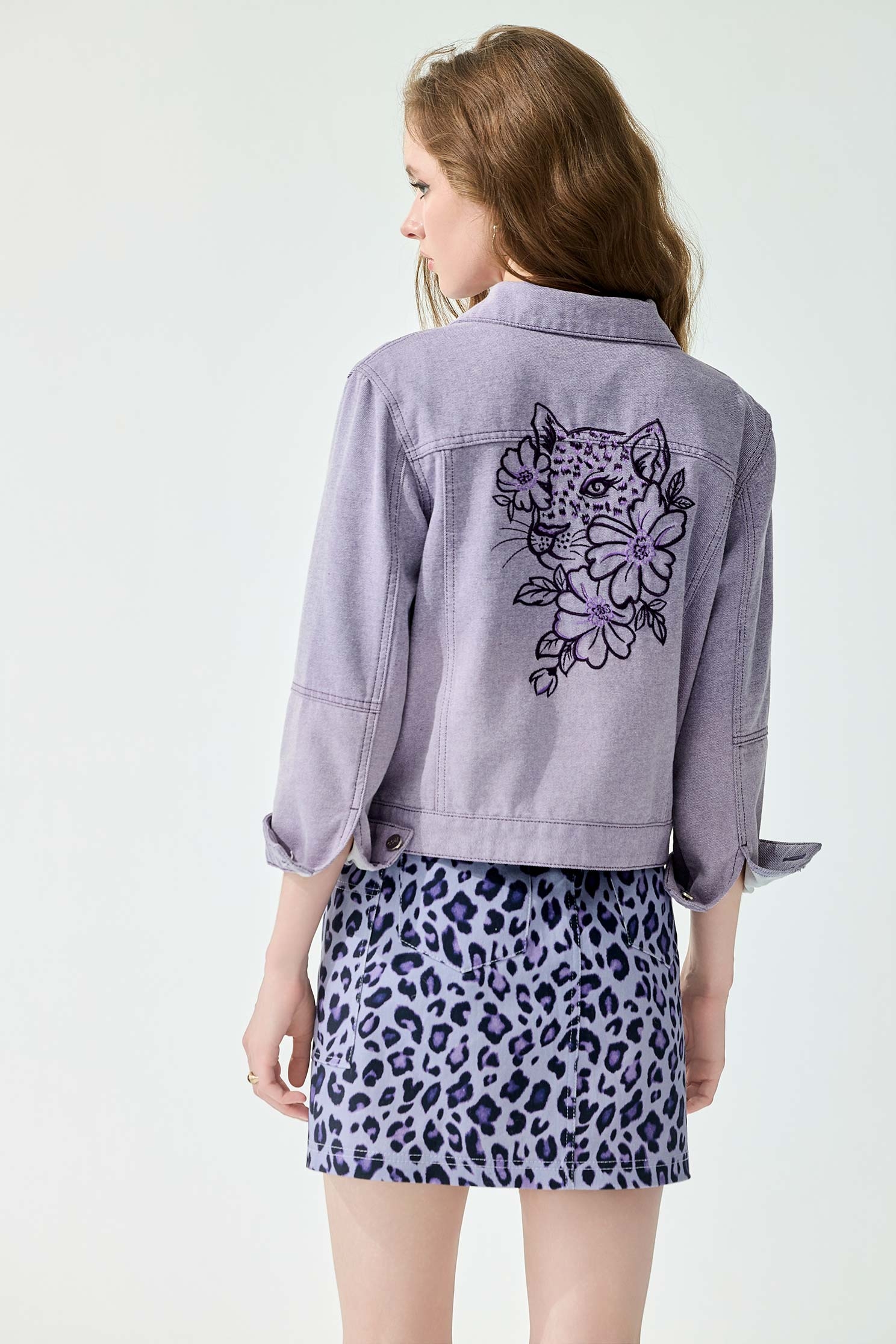 Back Graphic Embroidery Denim Purple JacketBack Graphic Embroidery Denim Purple Jacket,Jackets,Embroidered,Outerwear,Season (SS) Look,Denim,Denim Jackets