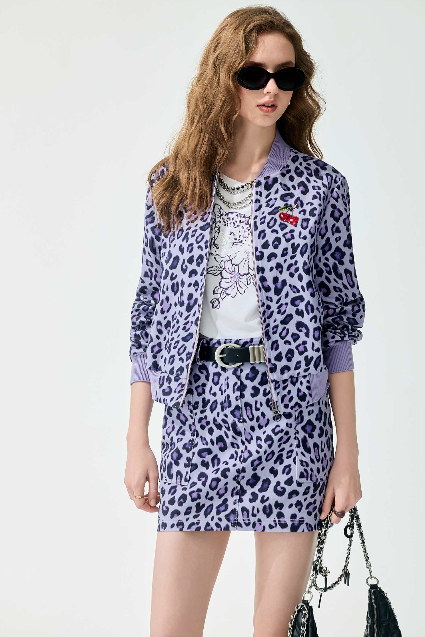 Leopard Print Purple Varsity JacketLeopard Print Purple Varsity Jacket,Jackets,Embroidered,Outerwear,Season (SS) Look,Denim