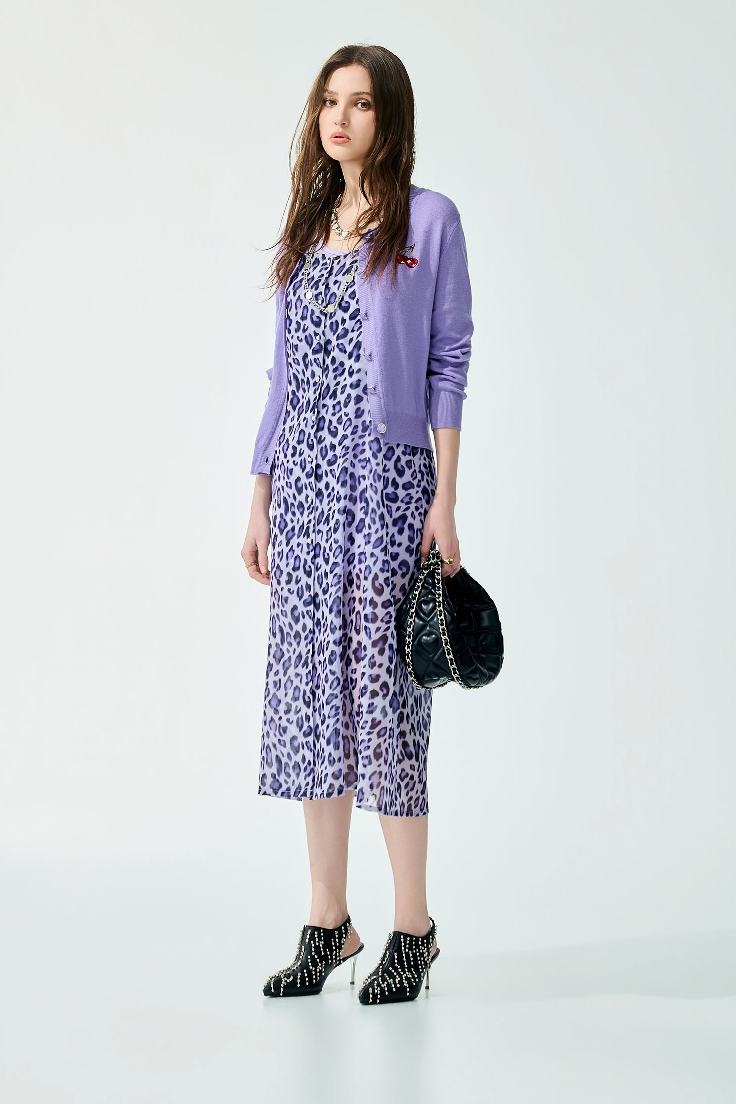 Purple Knit CardiganPurple Knit Cardigan,Jackets,Embroidered,Outerwear,Season (SS) Look,Knitted,Knitted coats