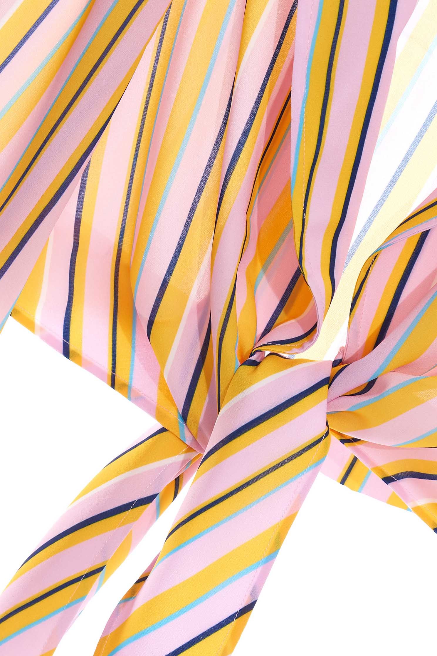 Summer Stripe Print Front Tie Knot Crop OuterwearColorful straight striped casual strappy coat,Jackets,Season (SS) Look,Stripe,Trends,Blazers