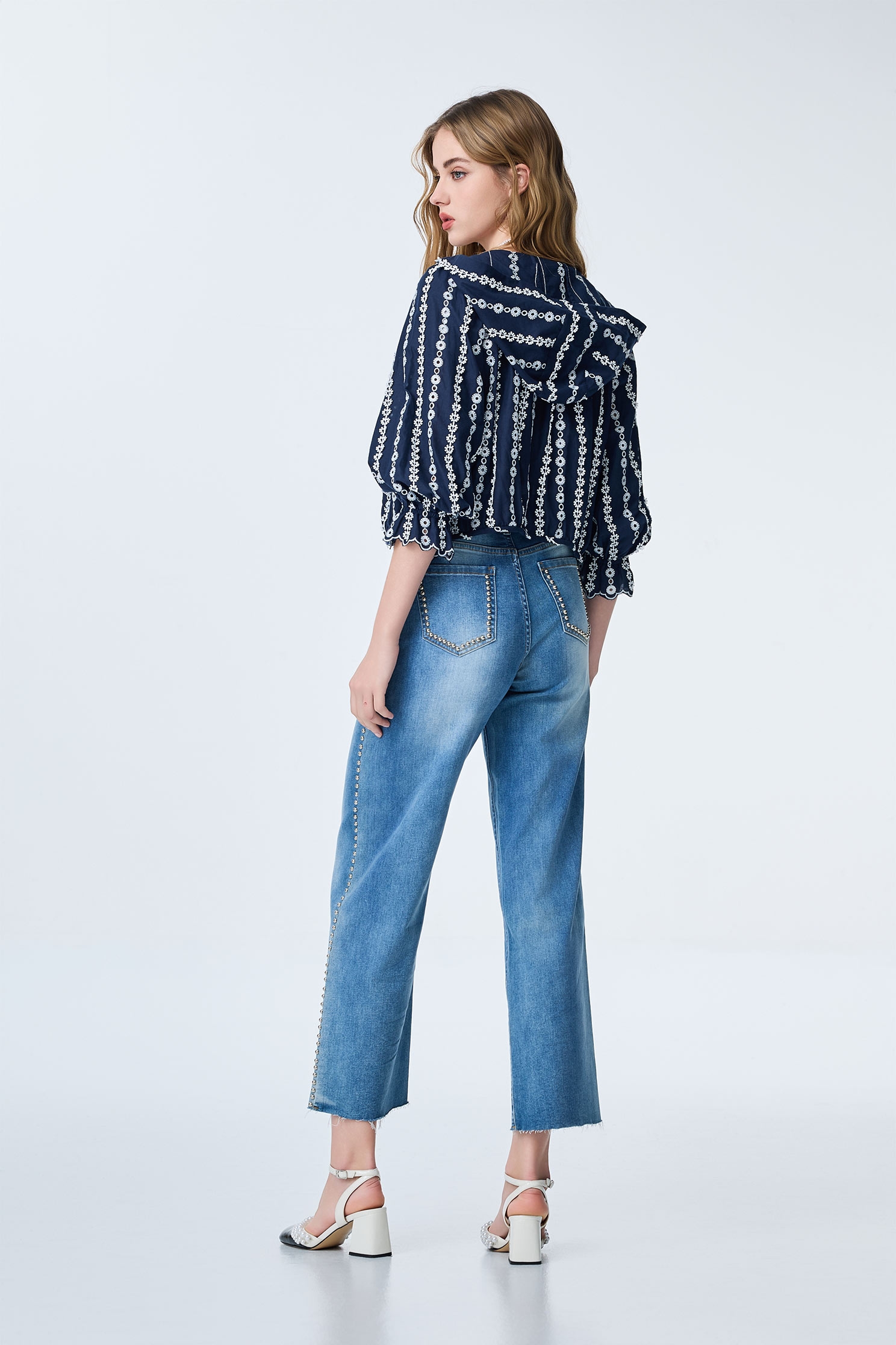 Navy Hoodie Jacket With Contrast Lace DetailNavy Hoodie Jacket With Contrast Lace Detail,Jackets,Embroidered,Outerwear,Season (SS) Look,Lace,Hoodie jackets,Urban Fashion