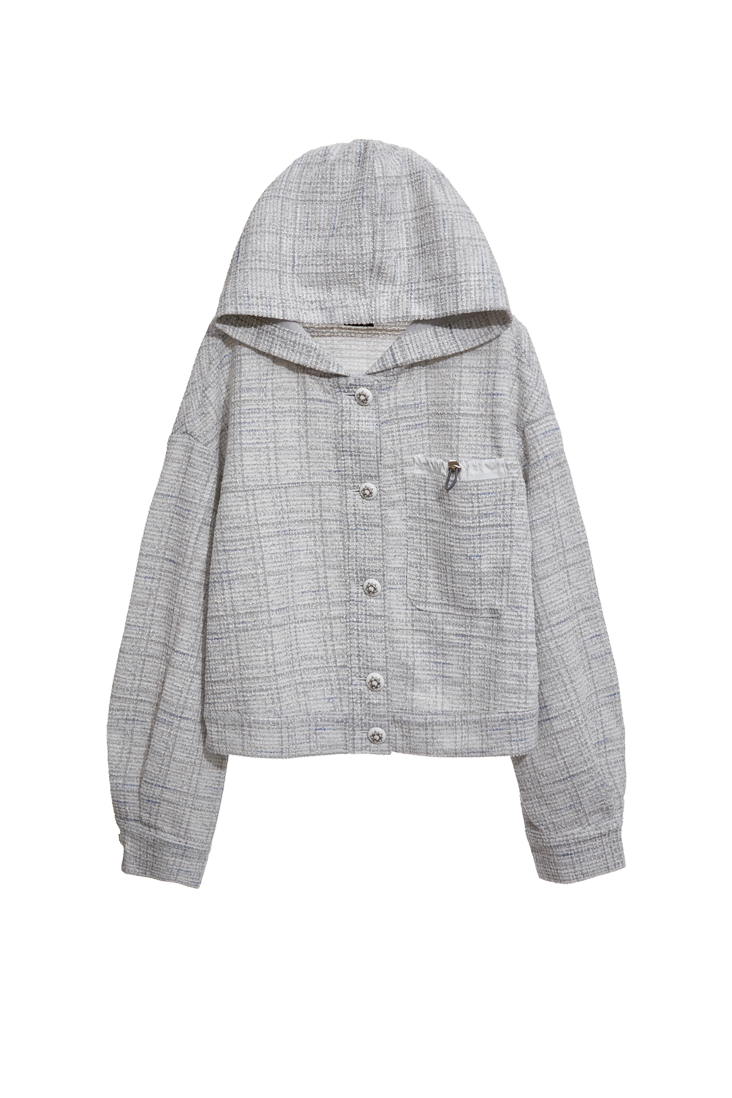 Drawstring Pocket Detail Hoodie JacketDrawstring Pocket Detail Hoodie Jacket,Jackets,Outerwear,Season (SS) Look,Plaid,Urban Fashion