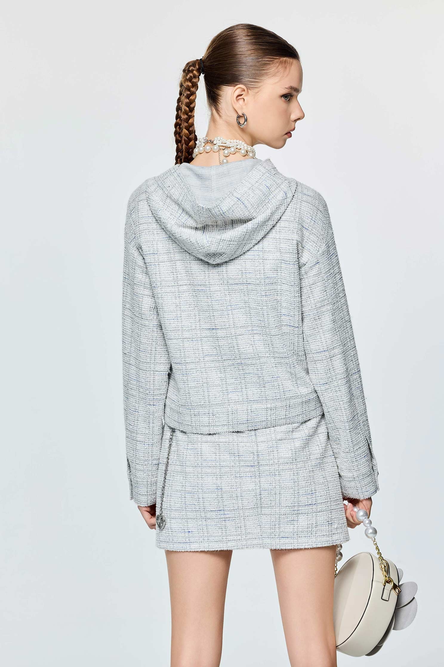 Drawstring Pocket Detail Hoodie JacketDrawstring Pocket Detail Hoodie Jacket,Jackets,Outerwear,Season (SS) Look,Plaid,Urban Fashion