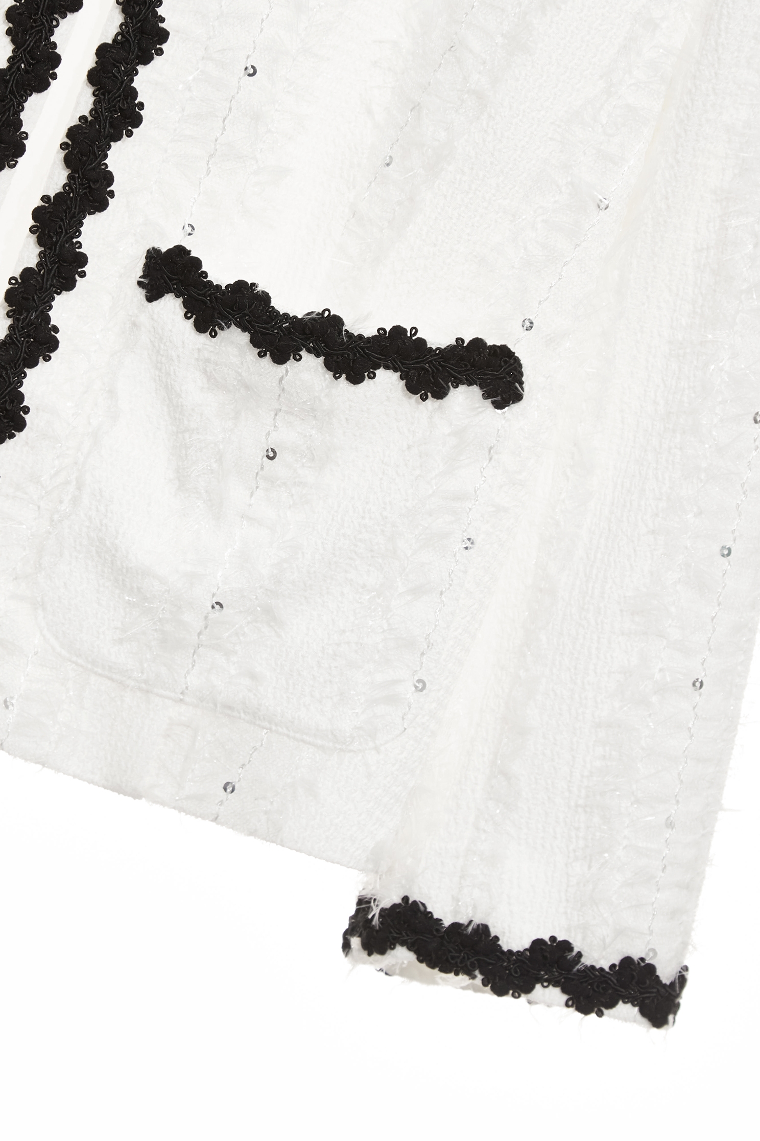 Black Lace Trim Detail Buttonless JacketBlack Lace Trim Detail Buttonless Jacket,Jackets,Outerwear,Season (SS) Look,White outerwear