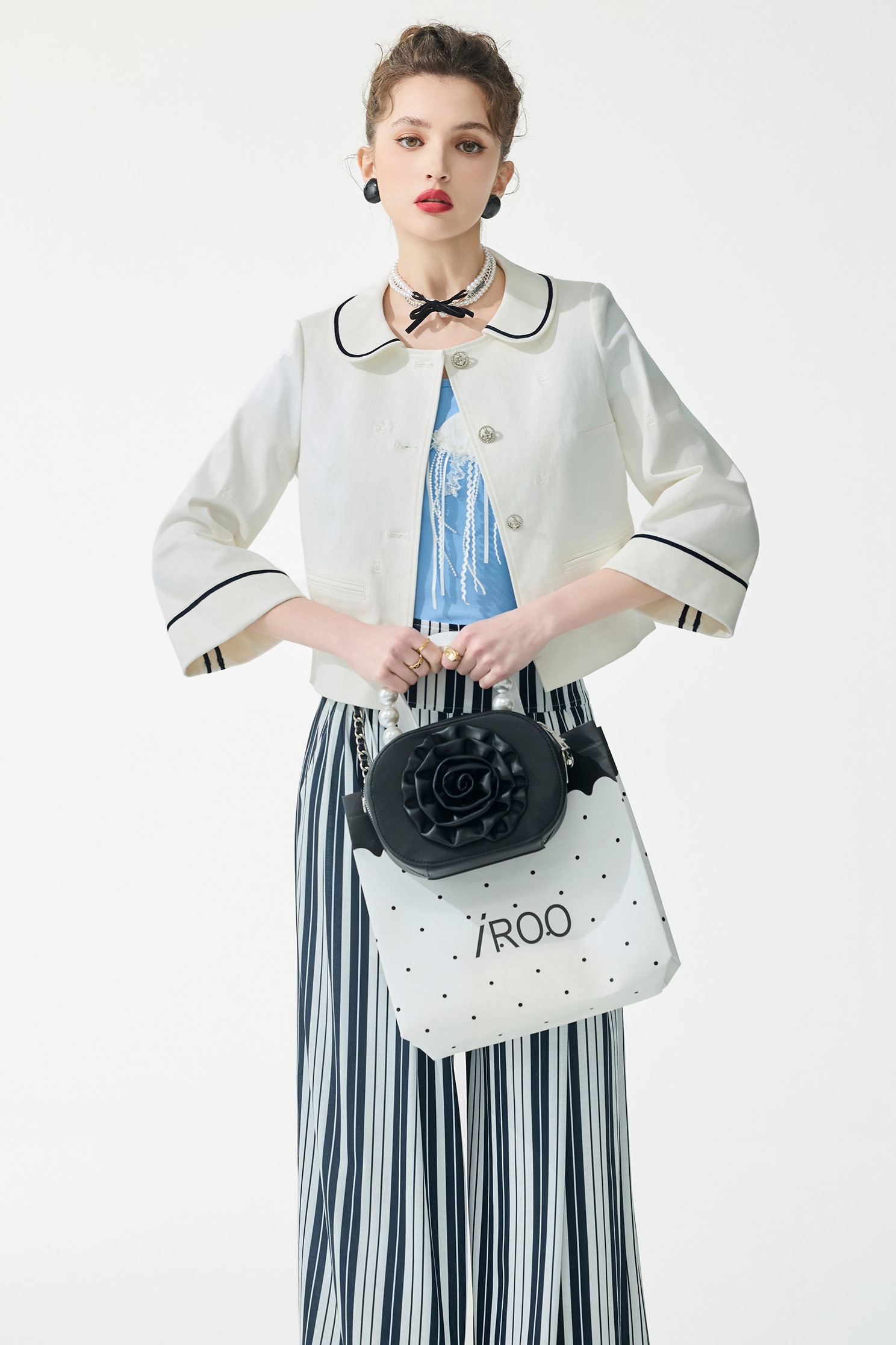 Anchor Motif White JacketAnchor Motif White Jacket,Jackets,Embroidered,Outerwear,Season (SS) Look,White outerwear