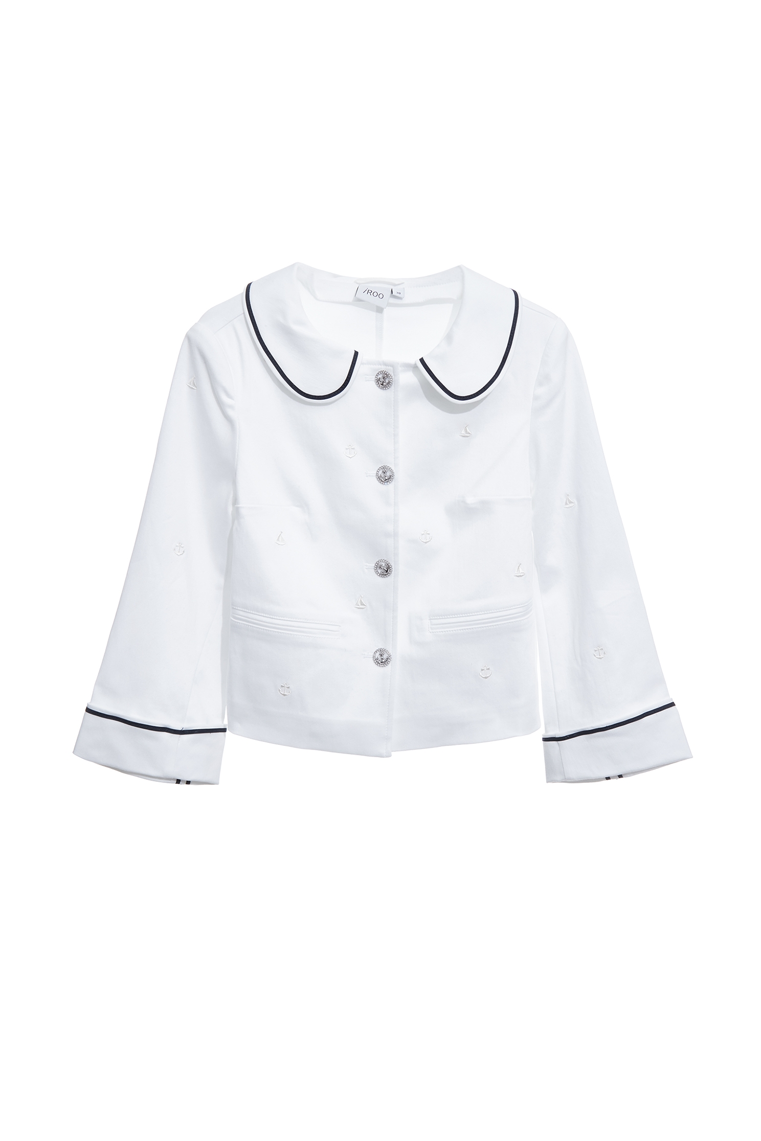 Anchor Motif White JacketAnchor Motif White Jacket,Jackets,Embroidered,Outerwear,Season (SS) Look,White outerwear