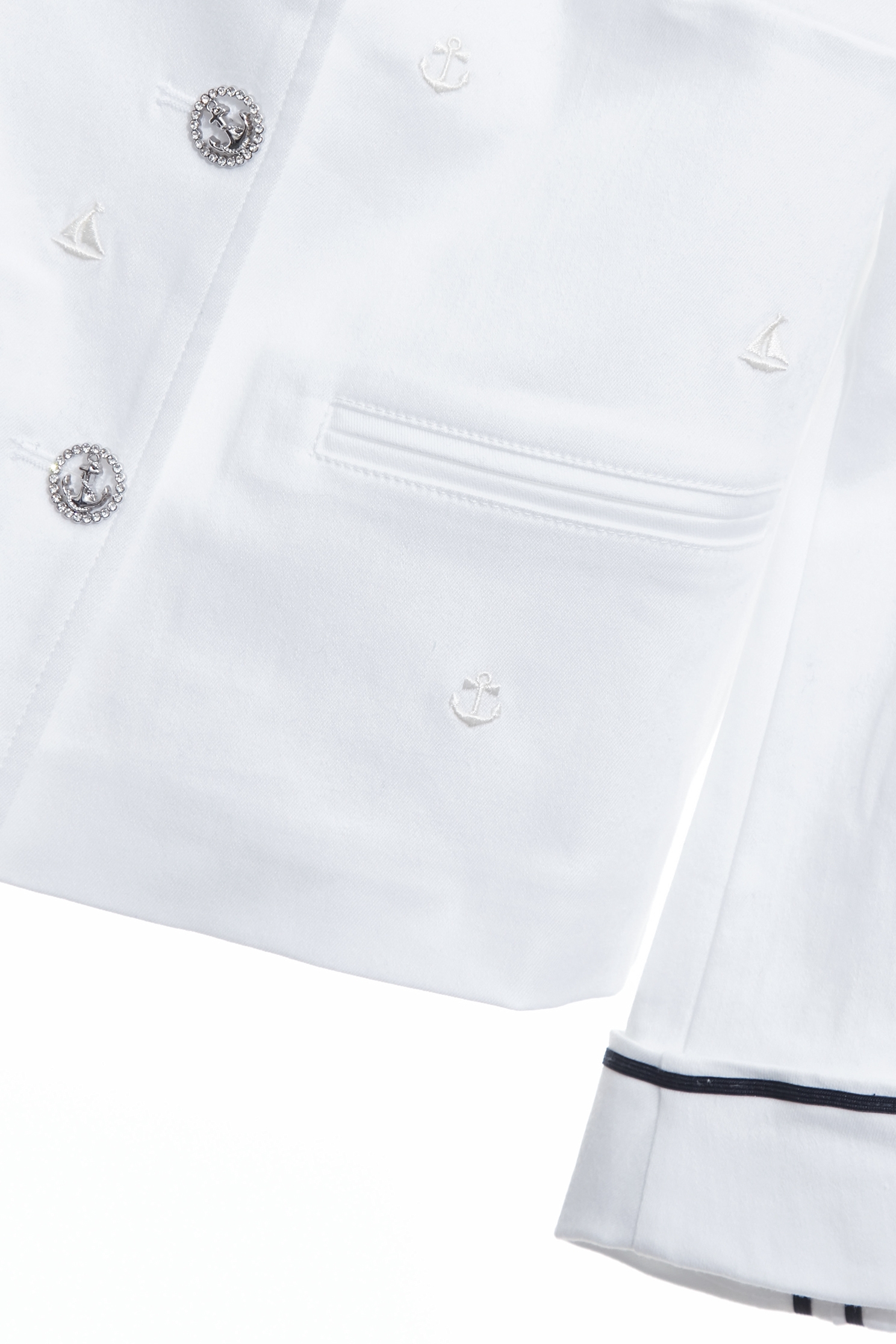 Anchor Motif White JacketAnchor Motif White Jacket,Jackets,Embroidered,Outerwear,Season (SS) Look,White outerwear
