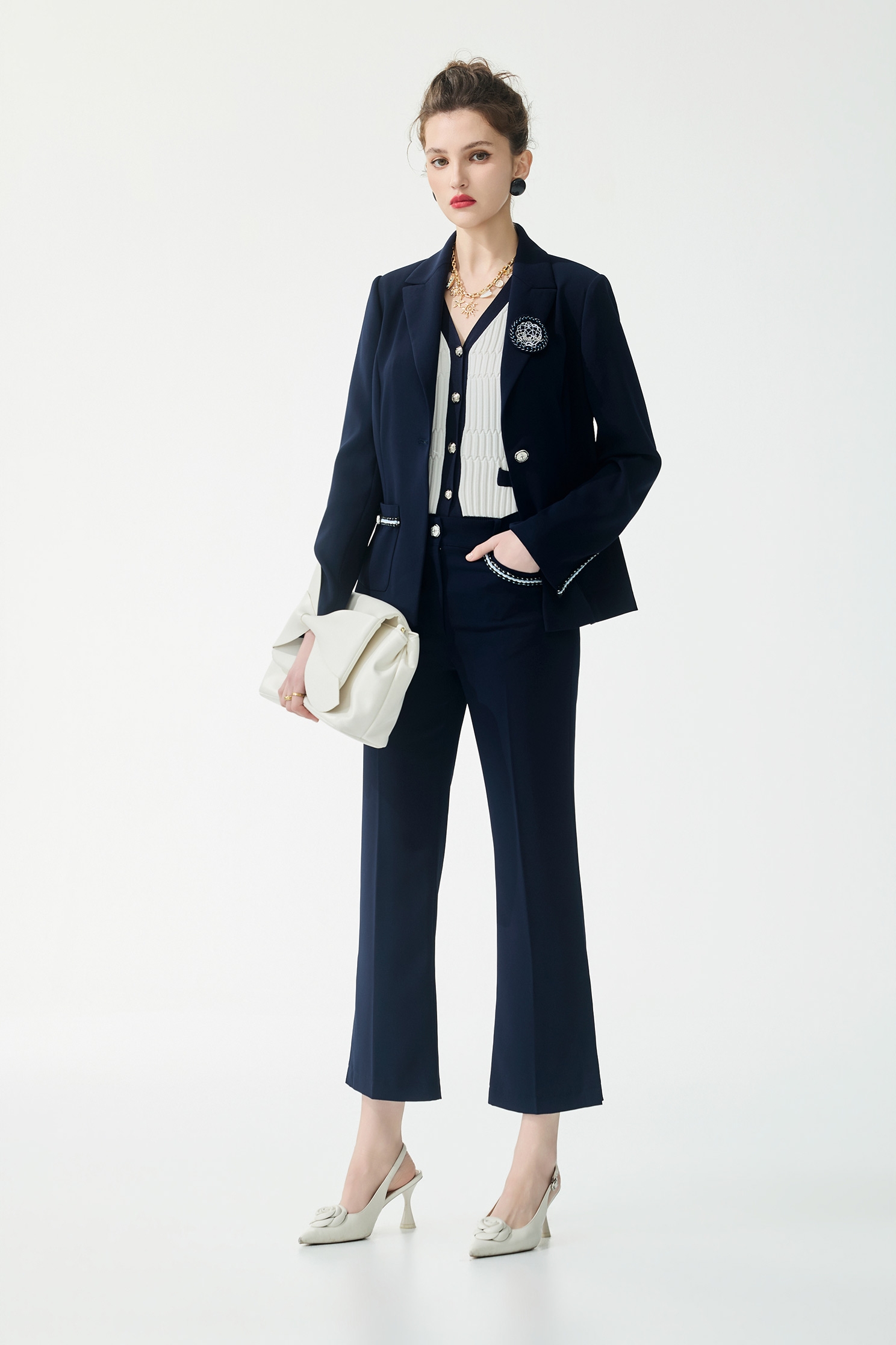 Braided Trim Detail Navy BlazerBraided Trim Detail Navy Blazer,Jackets,Outerwear,Season (SS) Look