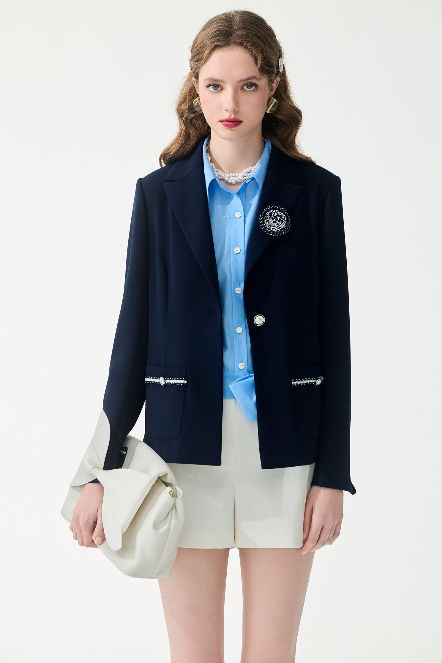 Braided Trim Detail Navy BlazerBraided Trim Detail Navy Blazer,Jackets,Outerwear,Season (SS) Look
