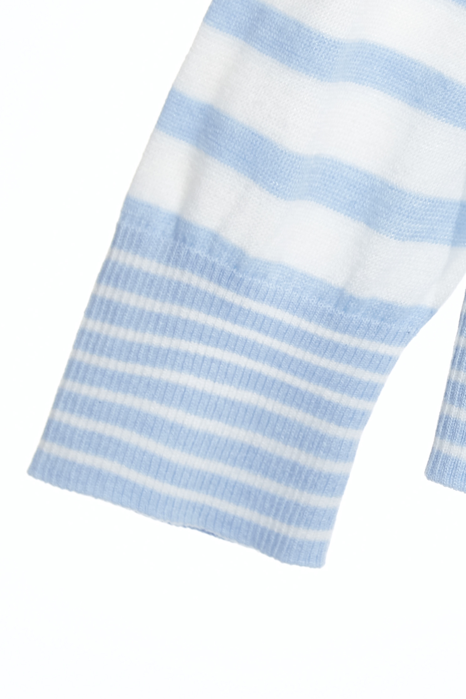 Blue White Stripe Knit Cardigan,Jackets,Denim,Outerwear,Season (SS) Look,Knitted,Knitted coats