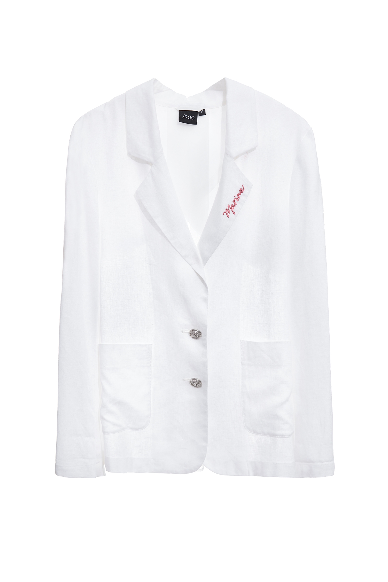 Embroidery Slogan Linen Blazer,Jackets,Embroidered,Outerwear,Season (SS) Look,White outerwear,Chiffon