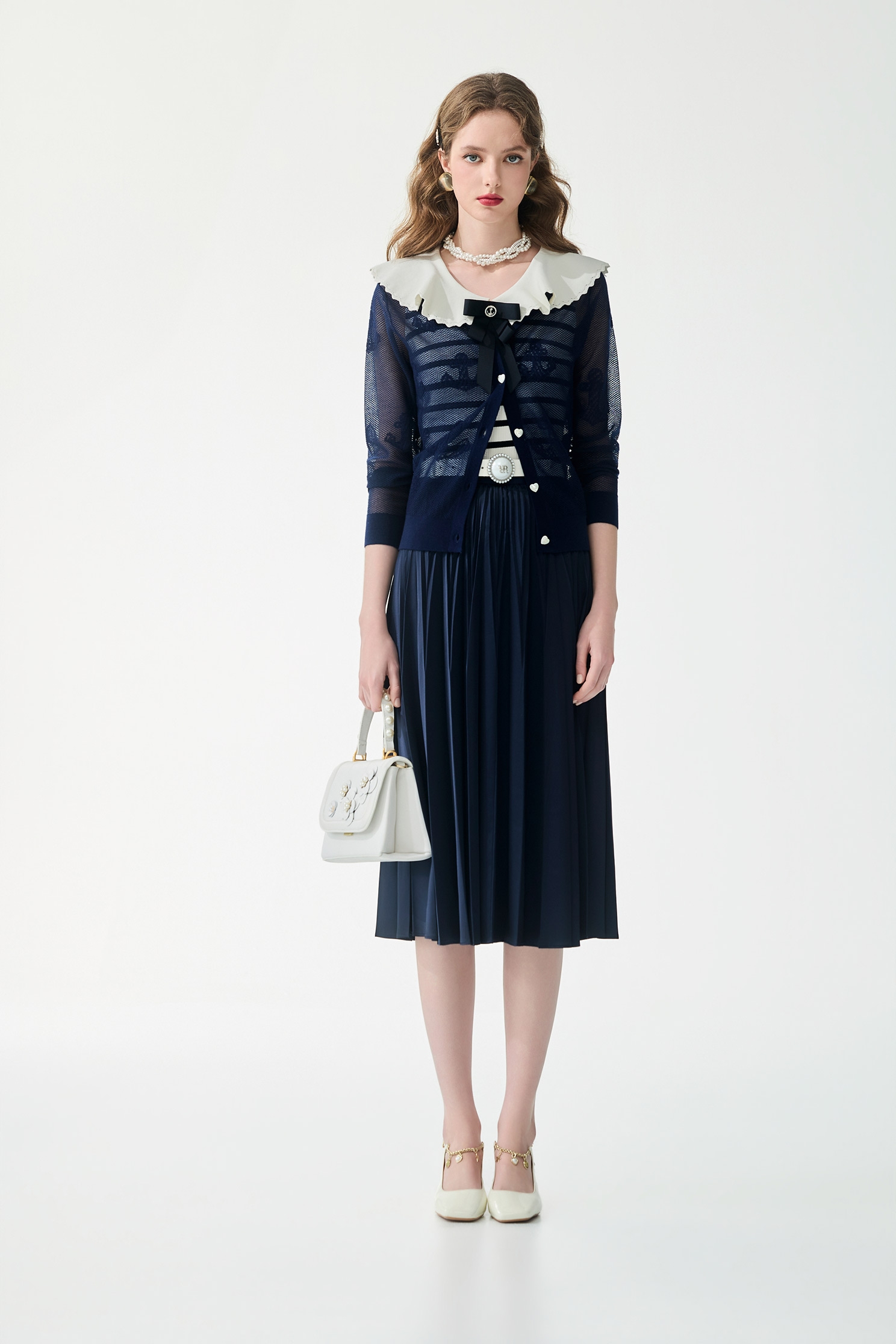 Anchor Motif Navy Knit CardiganAnchor Motif Navy Knit Cardigan,Jackets,Outerwear,Season (SS) Look,Knitted,Knitted coats