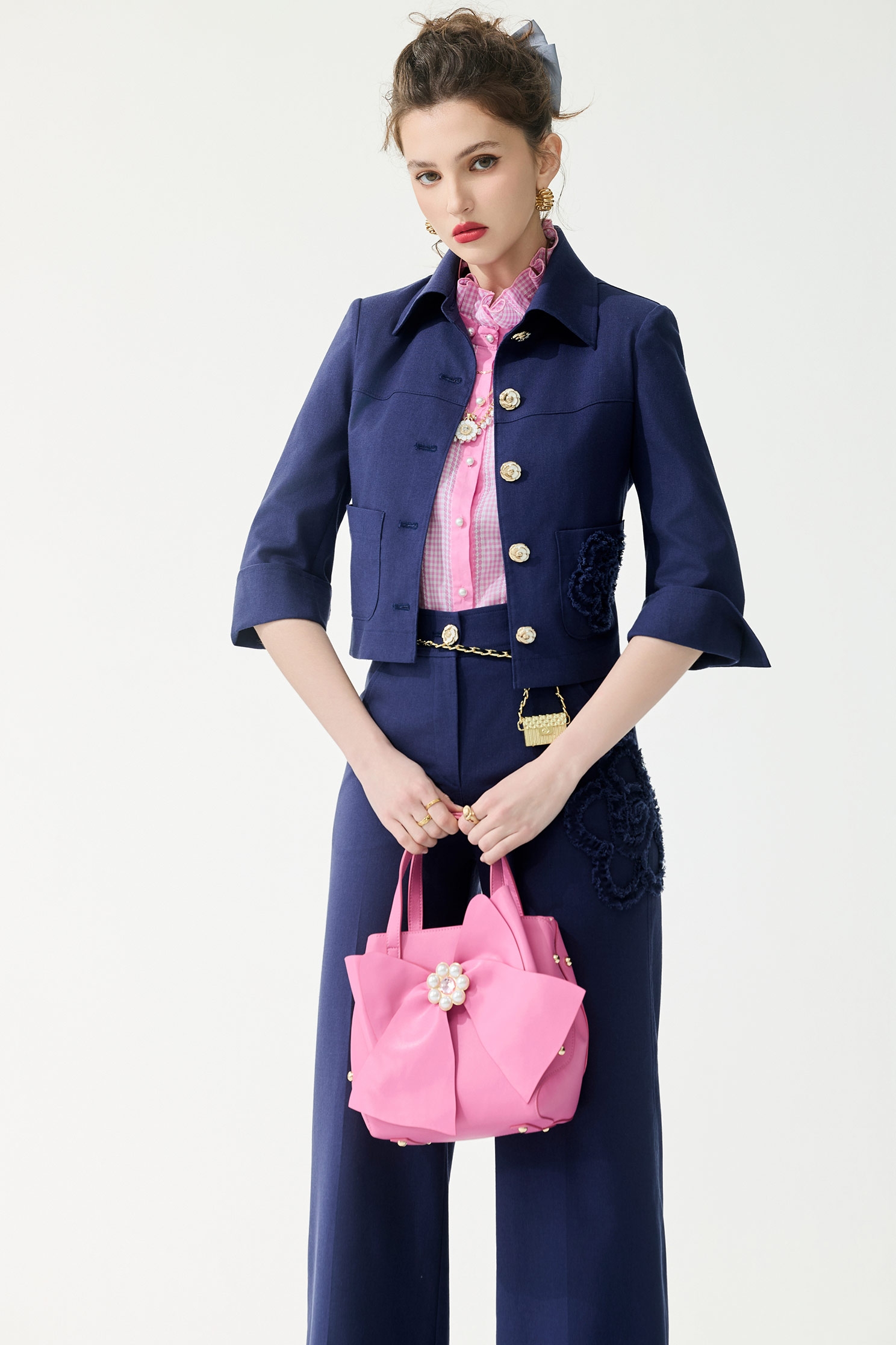 3-D Floral Pocket Detail Jacket3-D Floral Pocket Detail Jacket,Jackets,Outerwear,Season (SS) Look
