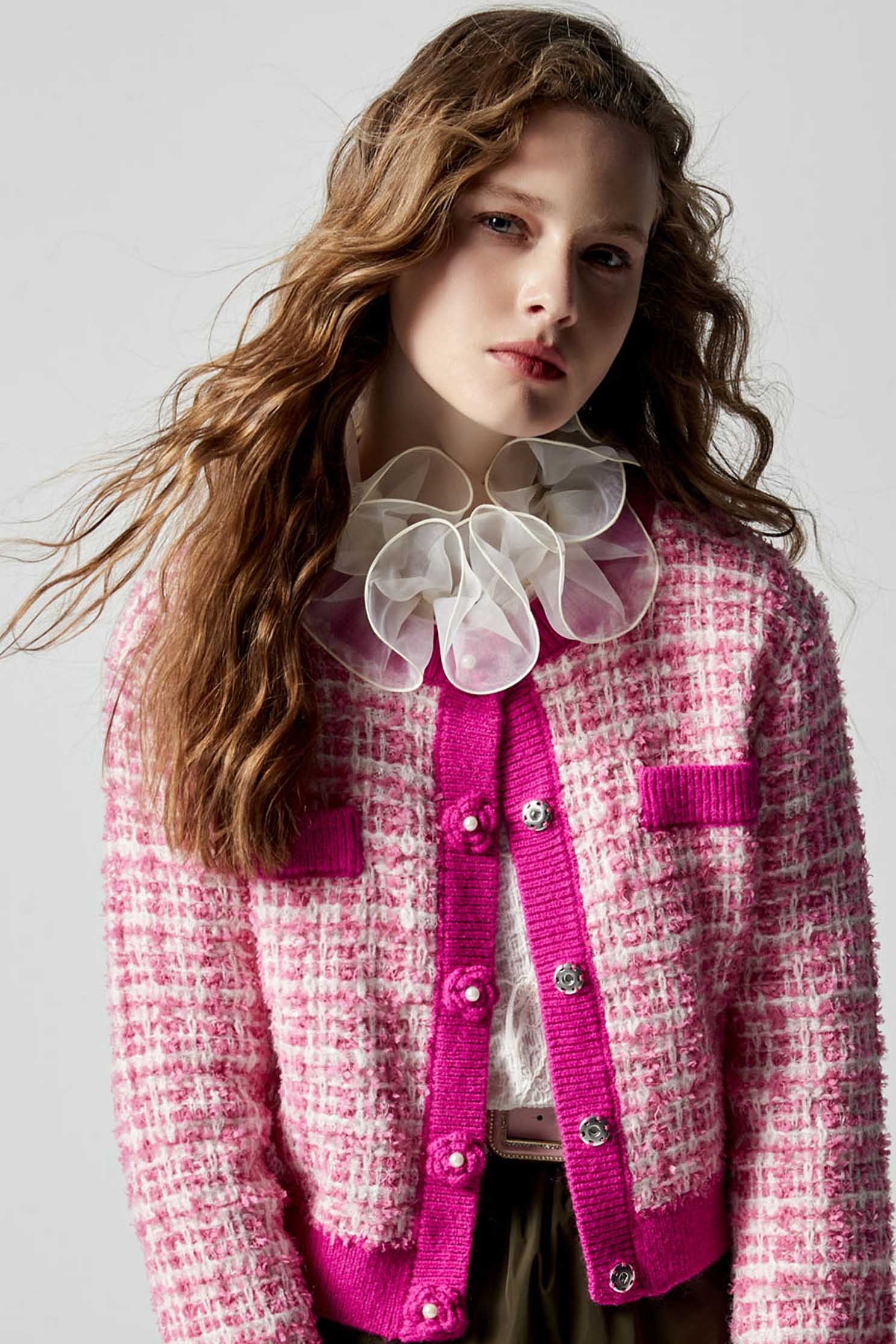 Button Front Tweed Knit CardiganButton Front Tweed Knit Cardigan,Season (AW) Look,Knitted,Knitted coats