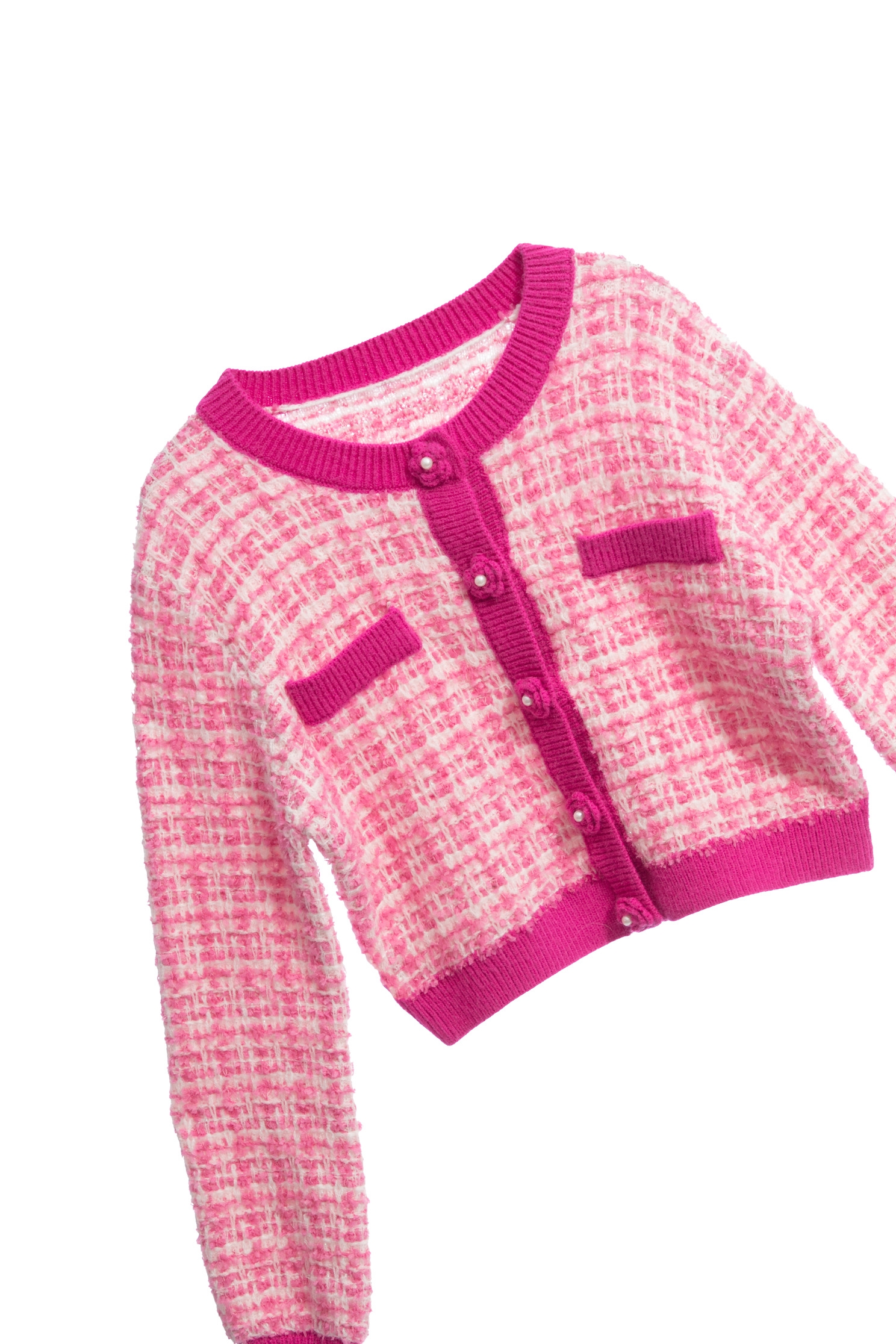 Button Front Tweed Knit CardiganButton Front Tweed Knit Cardigan,Season (AW) Look,Knitted,Knitted coats