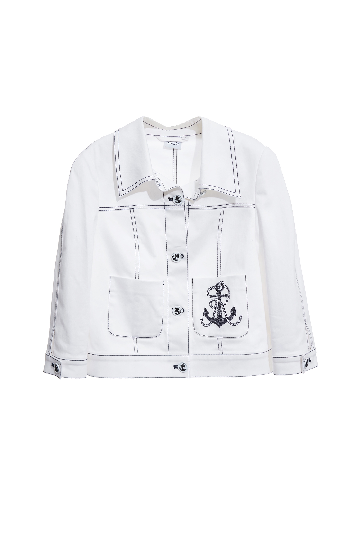 Contrast Stitch Detail White Denim JacketContrast Stitch Detail White Denim Jacket,Jackets,Embroidered,Outerwear,Season (SS) Look,White outerwear,Urban Fashion