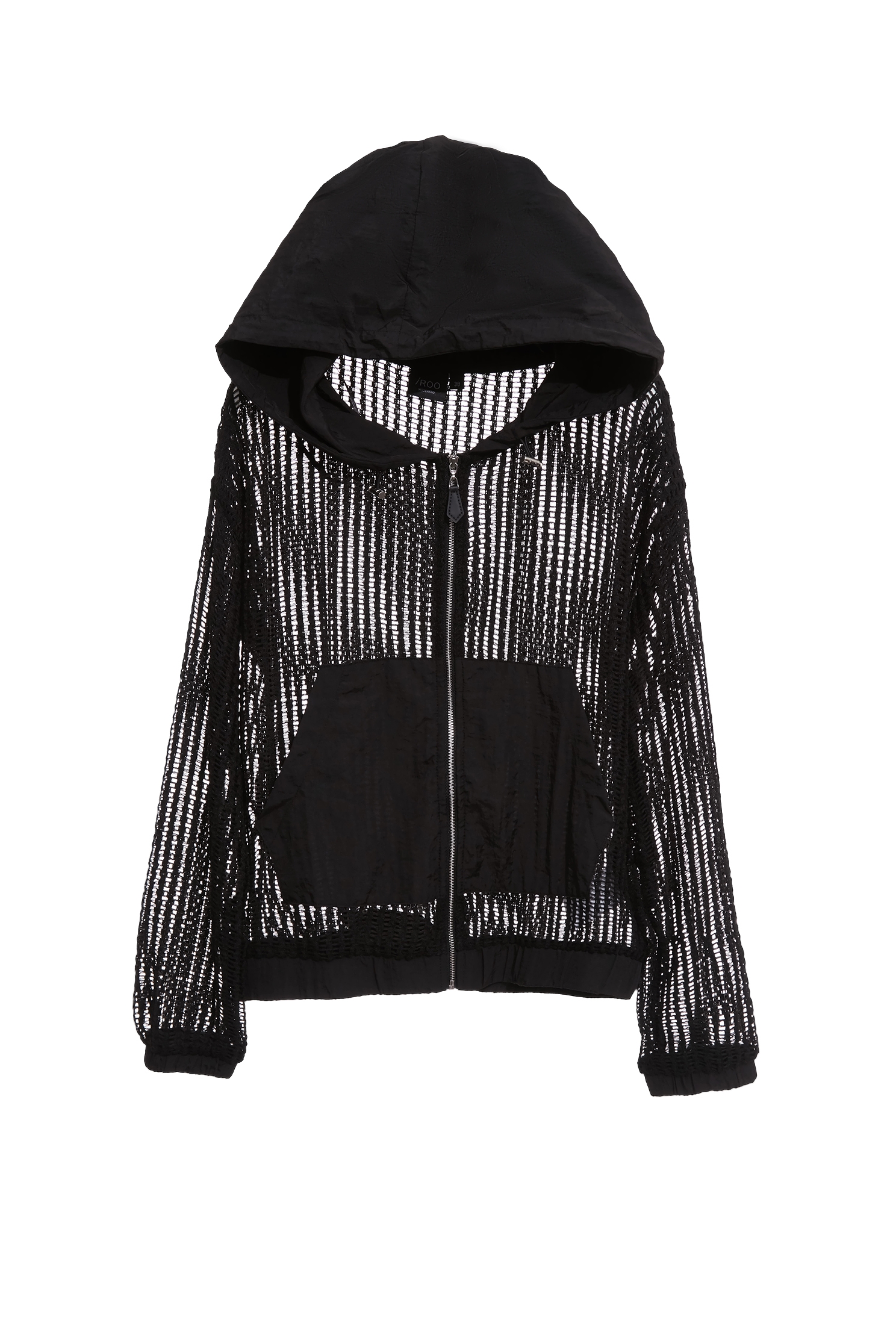 Front Zip Mix Fabric Hoodie JacketFront Zip Mix Fabric Hoodie Jacket,Office Looks,Outerwear,Hats,Season (SS) Look,upperclass,Hoodie jackets,Trench coats