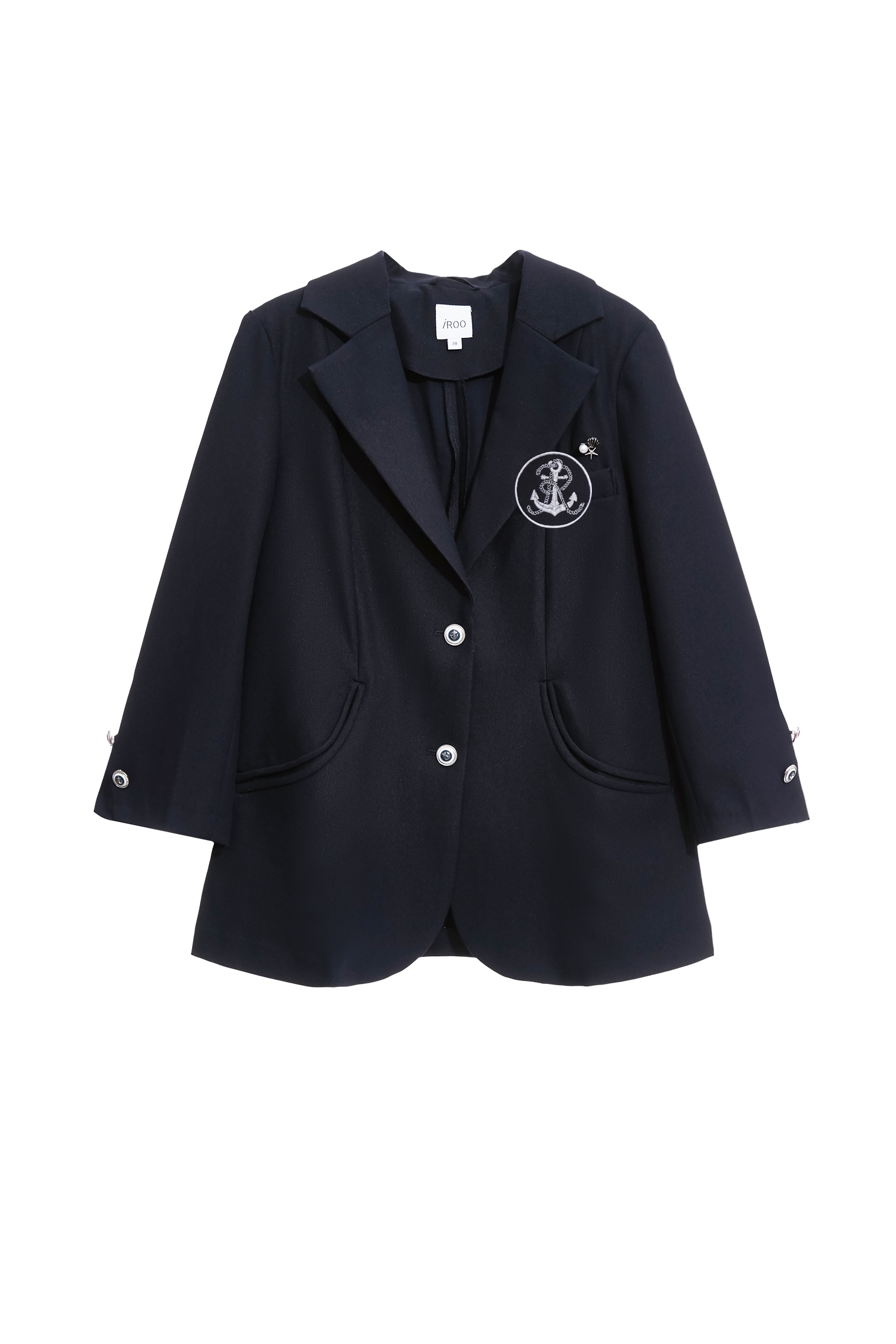 Navy Mid Length BlazerNavy Mid Length Blazer,Jackets,Outerwear,Season (SS) Look,Blazers,Urban Fashion