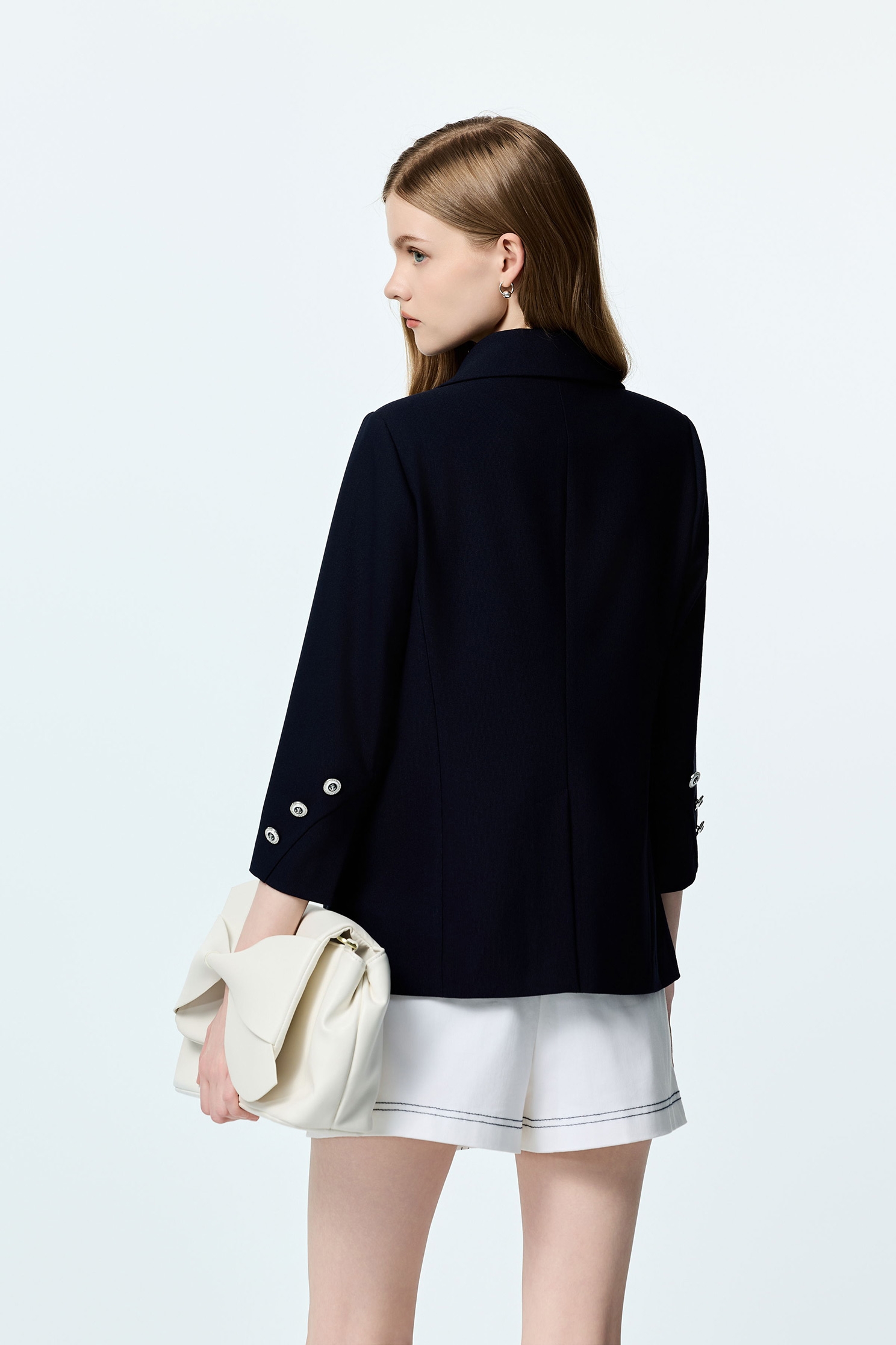 Navy Mid Length BlazerNavy Mid Length Blazer,Jackets,Outerwear,Season (SS) Look,Blazers,Urban Fashion