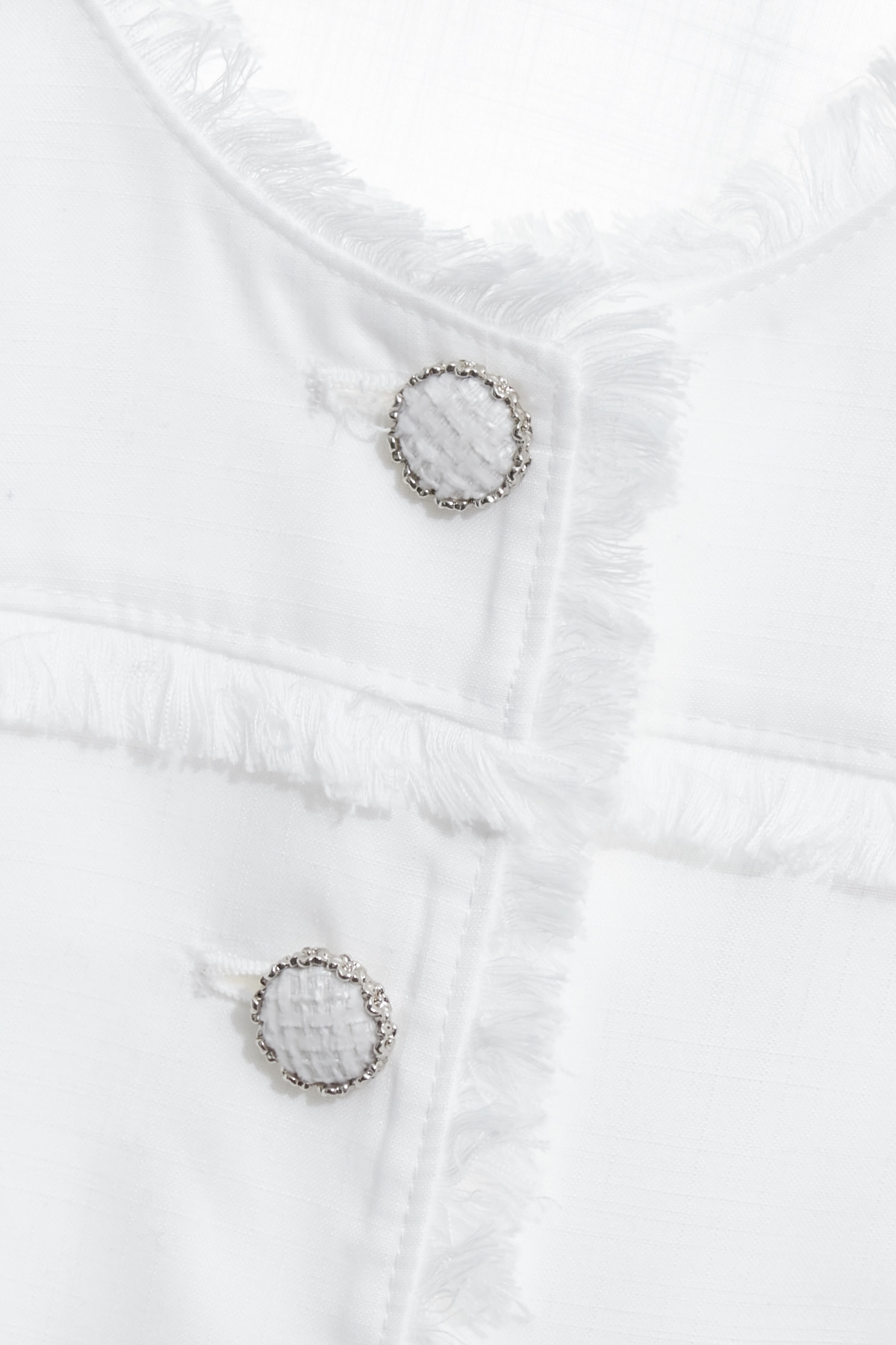 Fringe Trim Detail Linen JacketFringe Trim Detail Linen Jacket,Jackets,Outerwear,Season (SS) Look,White outerwear
