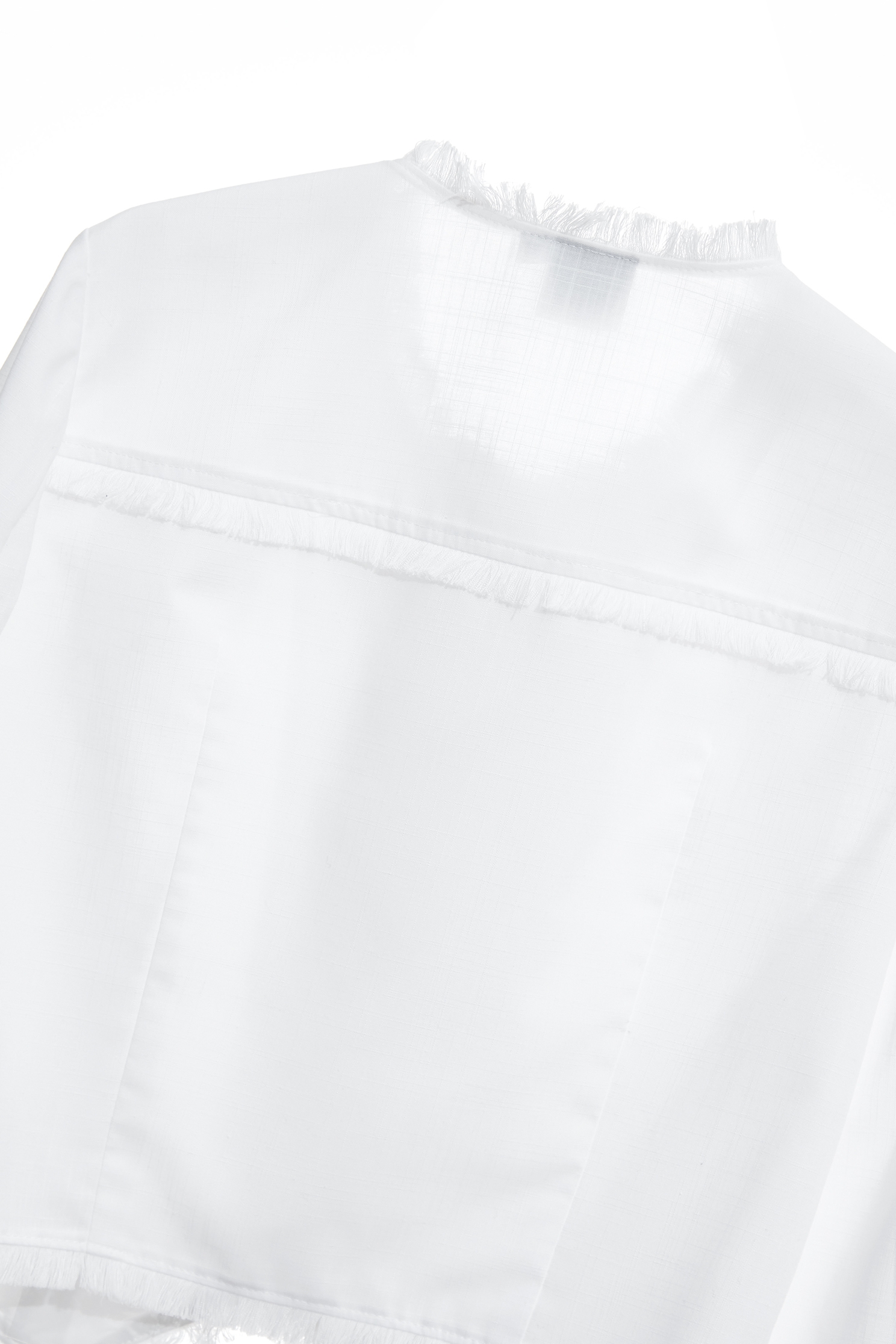 Fringe Trim Detail Linen JacketFringe Trim Detail Linen Jacket,Jackets,Outerwear,Season (SS) Look,White outerwear